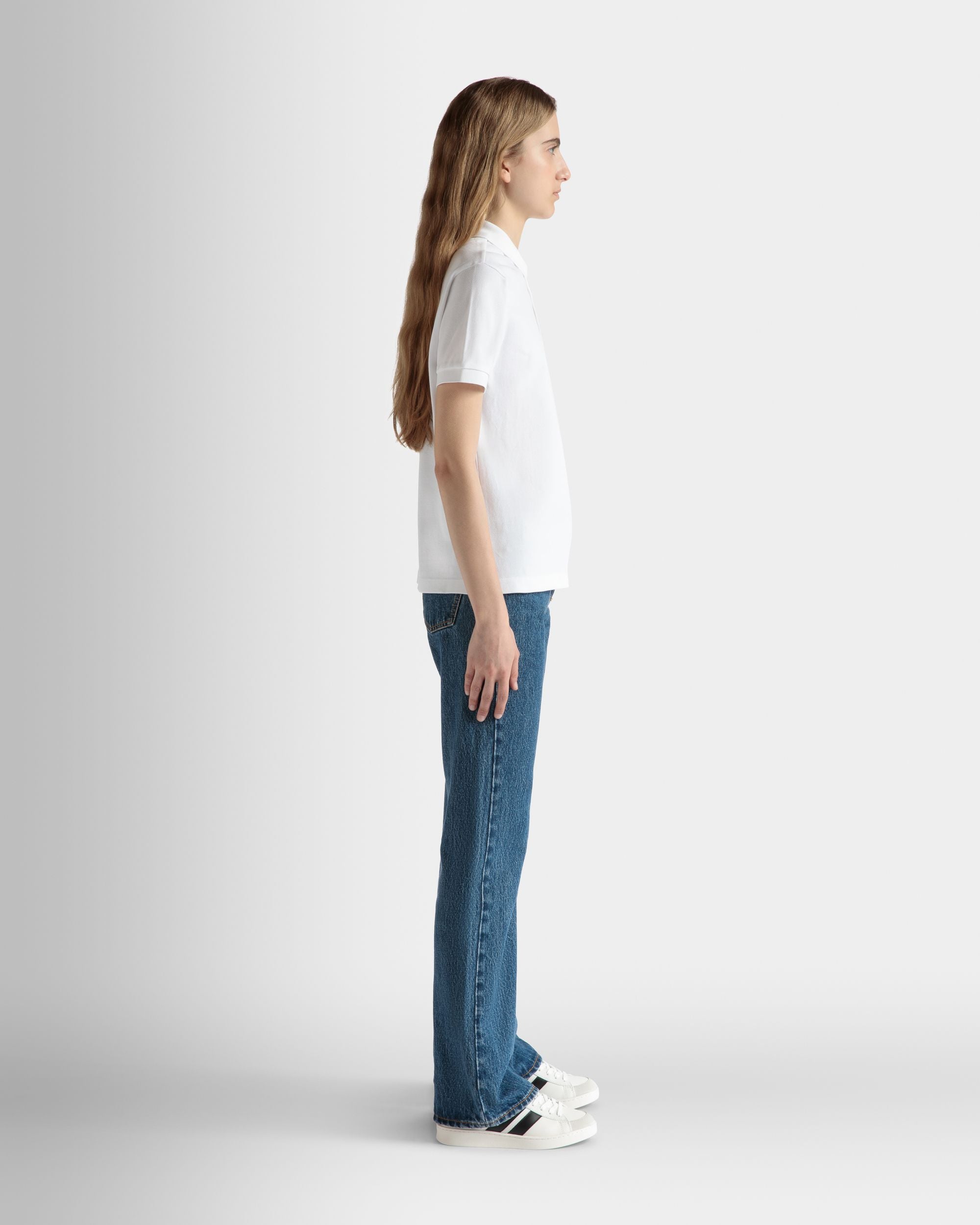 Polo A Maniche Corte In Cotone Bianco - Donna - Bally - 05