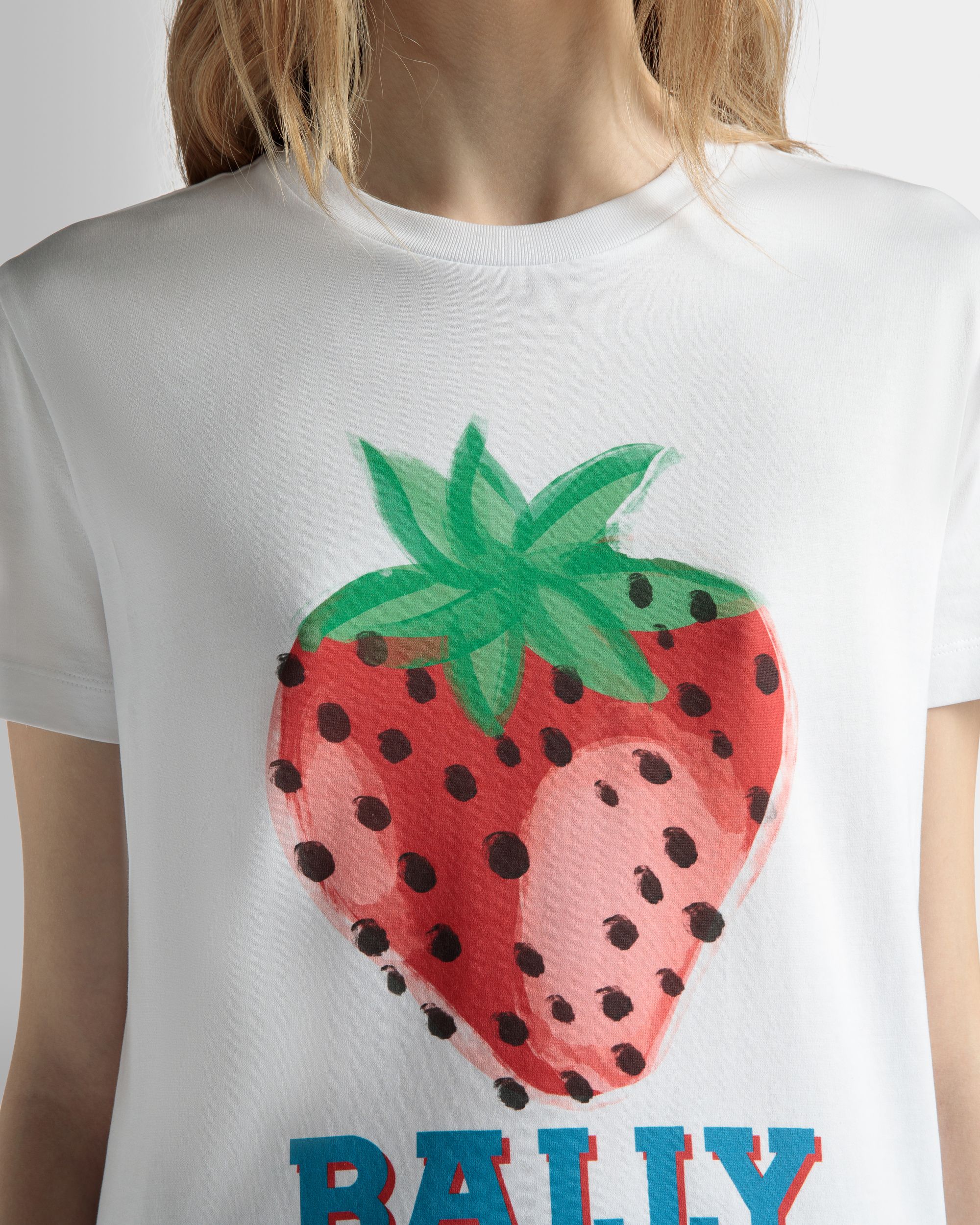 T-Shirt In Cotone Con Stampa Strawberry - Donna - Bally - 04