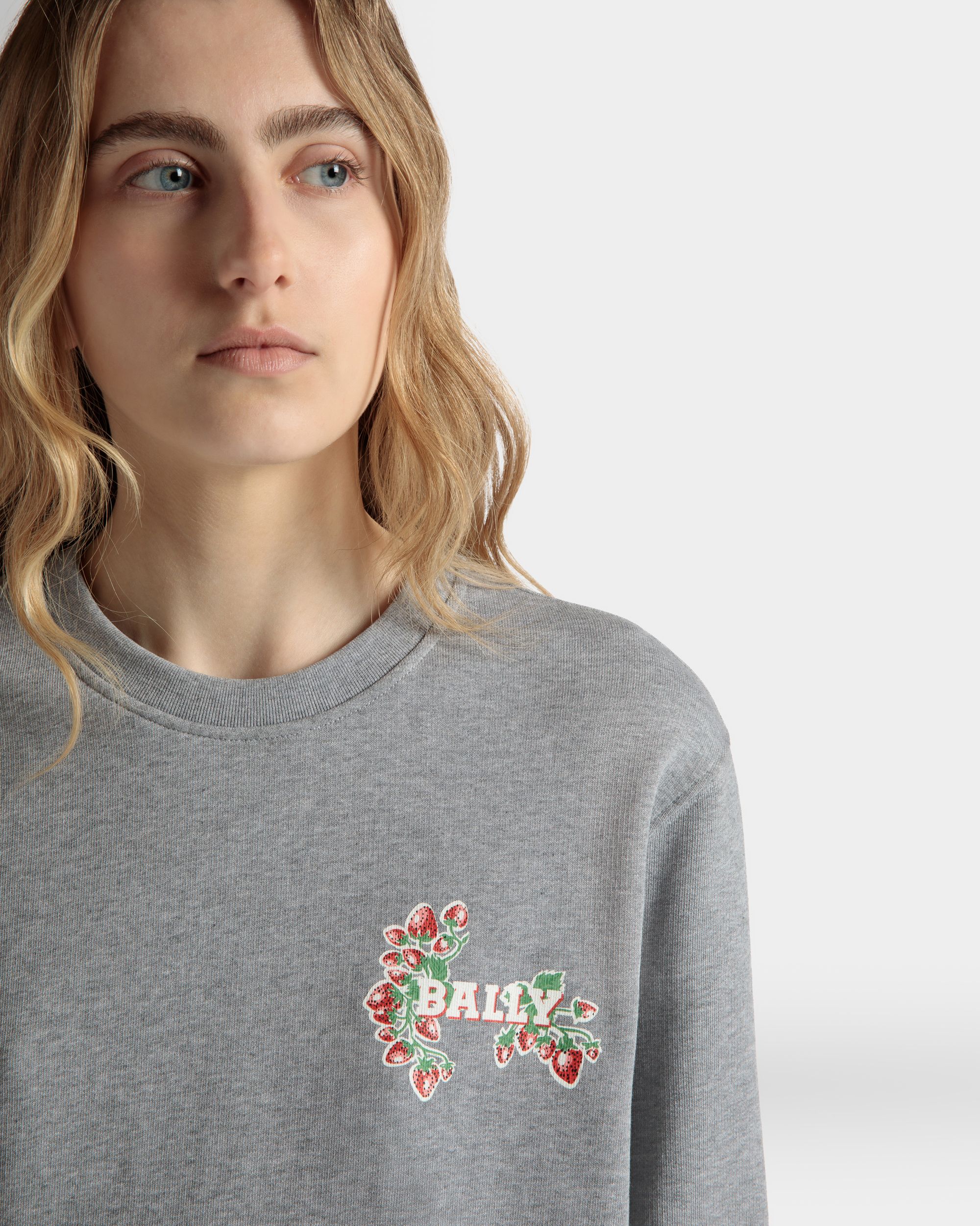 Felpa Girocollo In Cotone Con Stampa Strawberry - Donna - Bally - 04