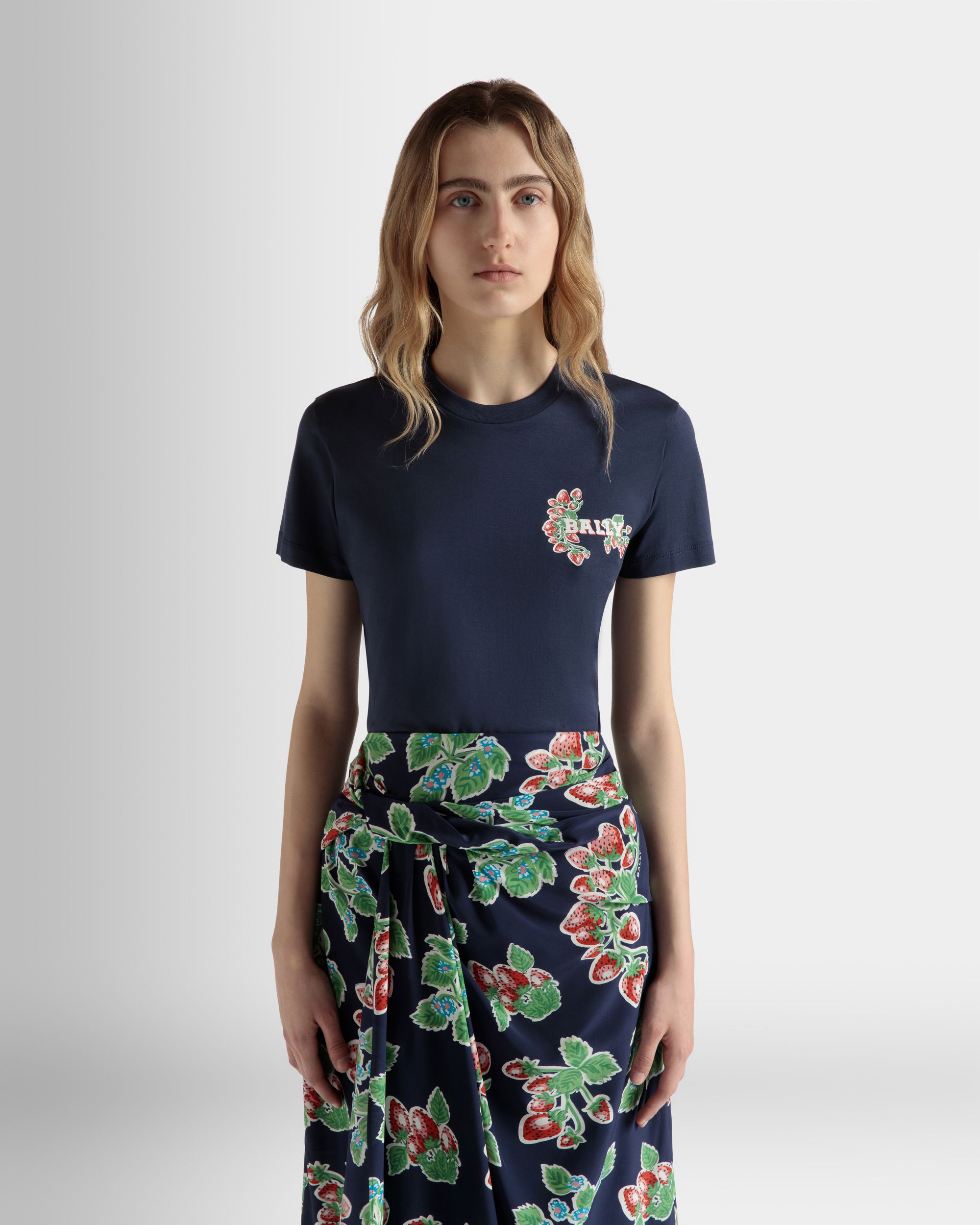 T-Shirt In Cotone Con Stampa Strawberry - Donna - Bally - 03