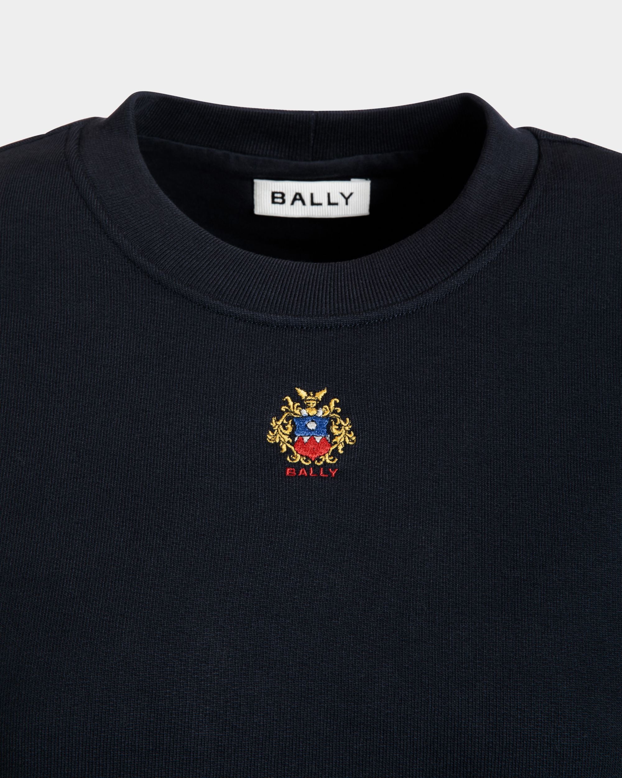Felpa Girocollo In Cotone Navy Blue Con Logo Bally Crest - Donna - Bally - 04