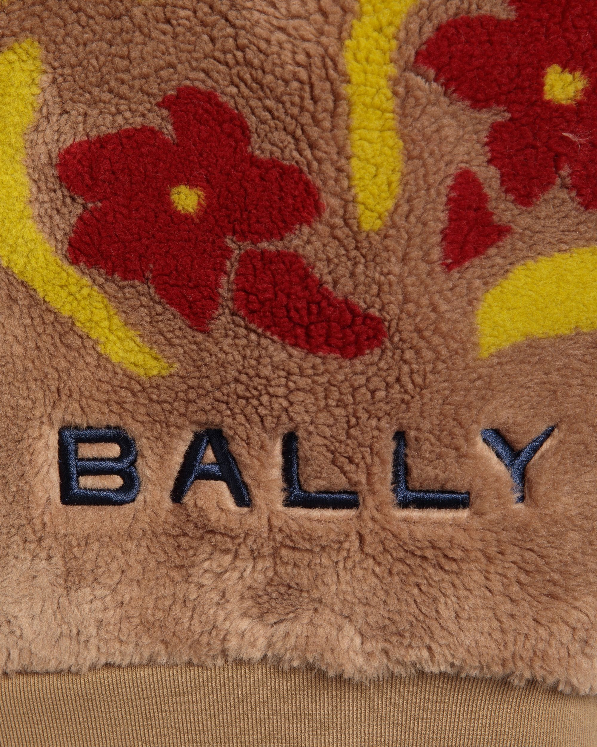 Felpa Con Zip Corta Winter Capsule In Pile Color Cammello Con Motivo Alpine Flowers - Donna - Bally - 04