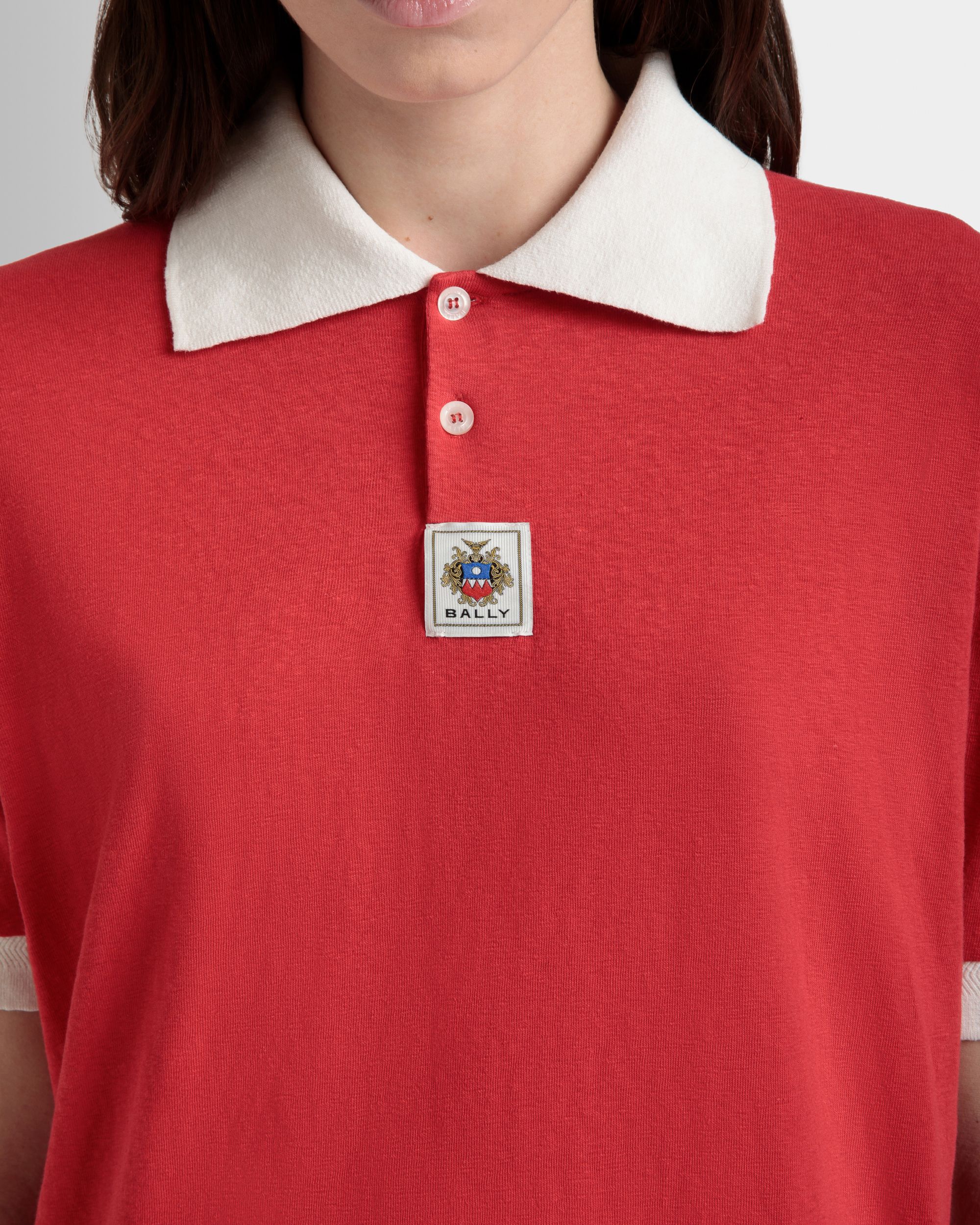 Polo In Cotone Rosso Con Logo Bally Crest - Donna - Bally - 03