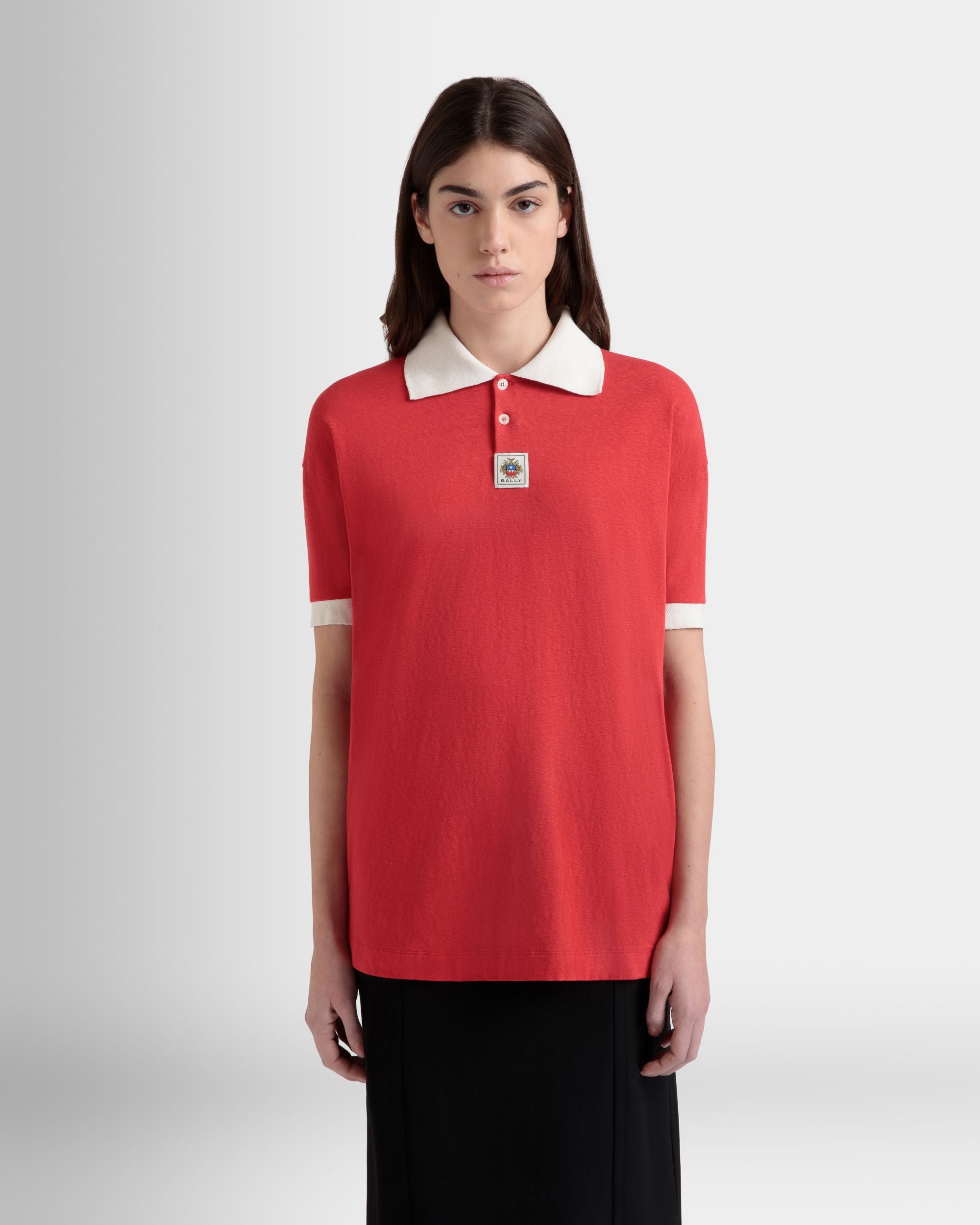 Polo In Cotone Rosso Con Logo Bally Crest - Donna - Bally - 09