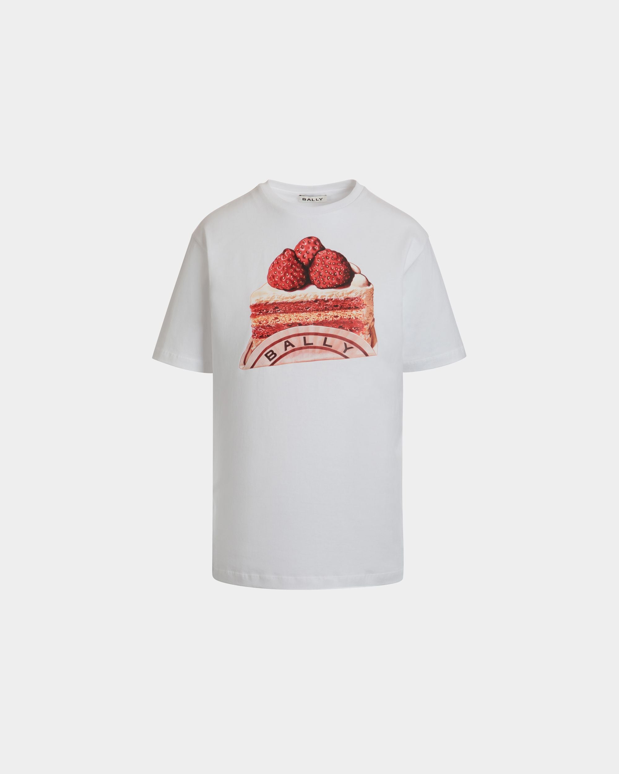 T-Shirt In Cotone Bianco Con Stampa Bally Cake - Donna - Bally - 01