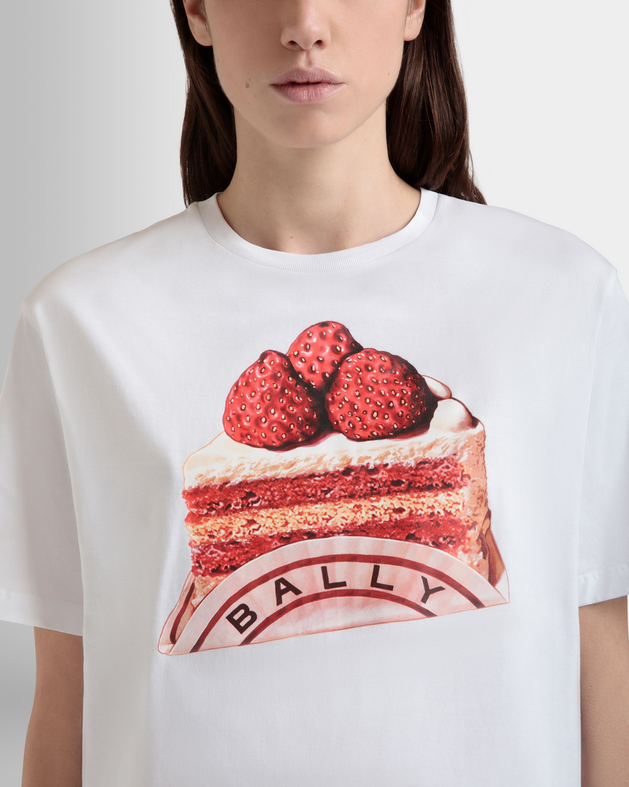 T-Shirt In Cotone Bianco Con Stampa Bally Cake - Donna - Bally - 03