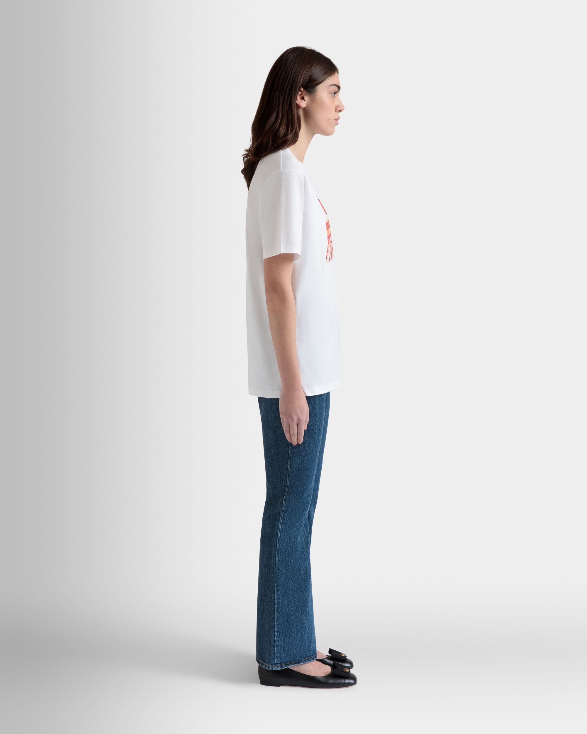T-Shirt In Cotone Bianco Con Stampa Bally Cake - Donna - Bally - 05
