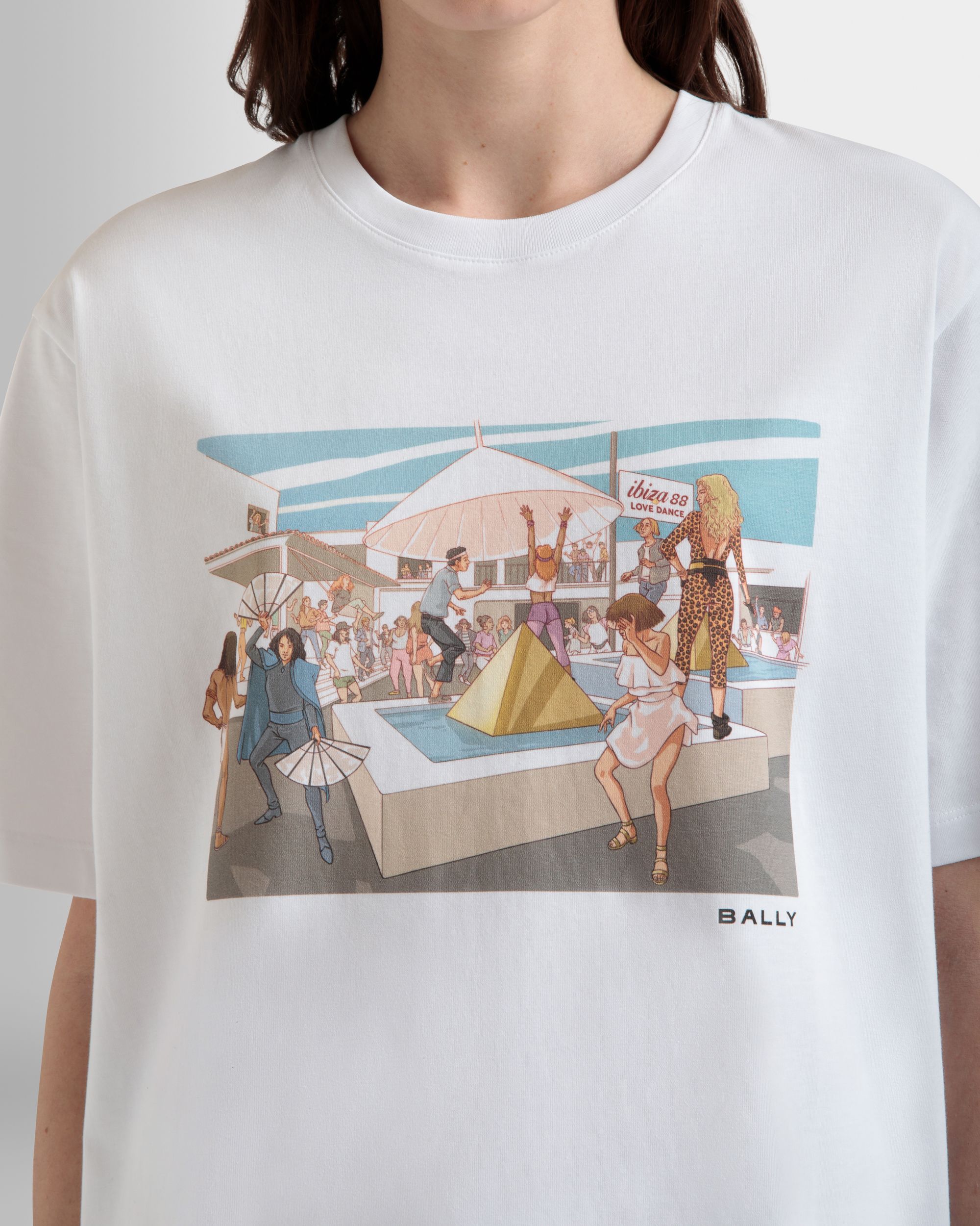 T-Shirt DJ Leo Mas X Bally In Cotone Bianco Con Stampa Dancing Amnesia - Donna - Bally - 03