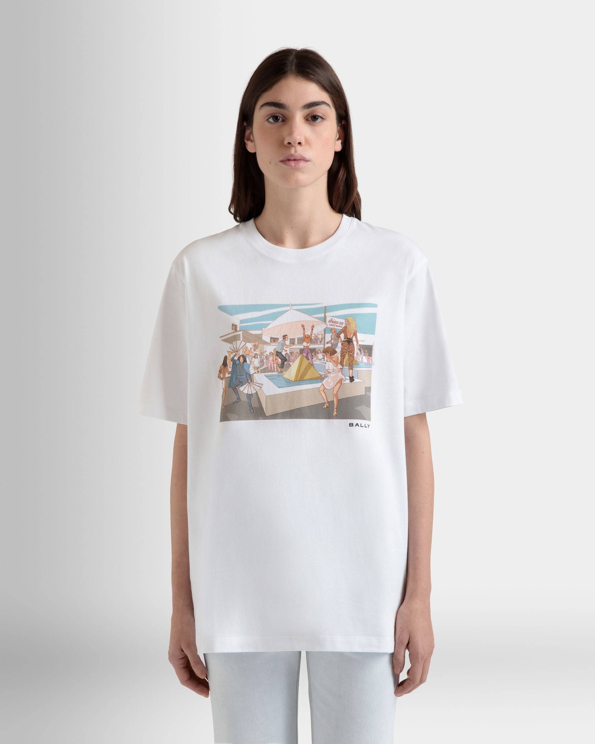 T-Shirt DJ Leo Mas X Bally In Cotone Bianco Con Stampa Dancing Amnesia - Donna - Bally - 08