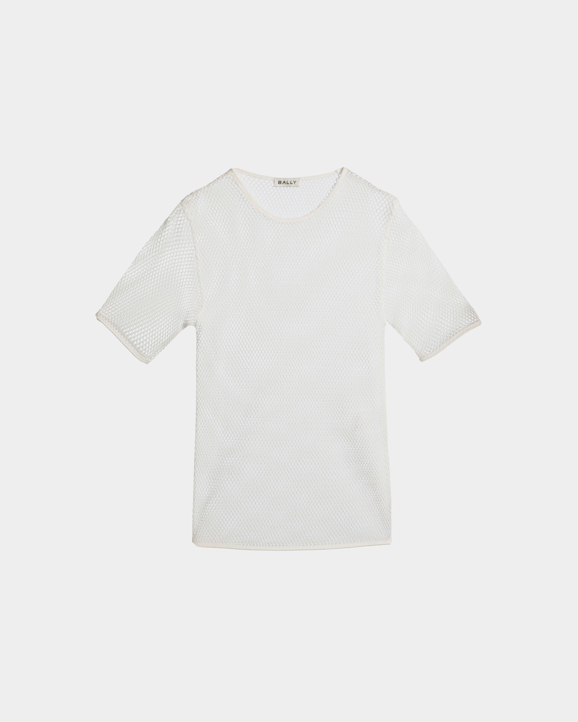 T-Shirt In Mesh Di Cotone Bianco - Donna - Bally - 01
