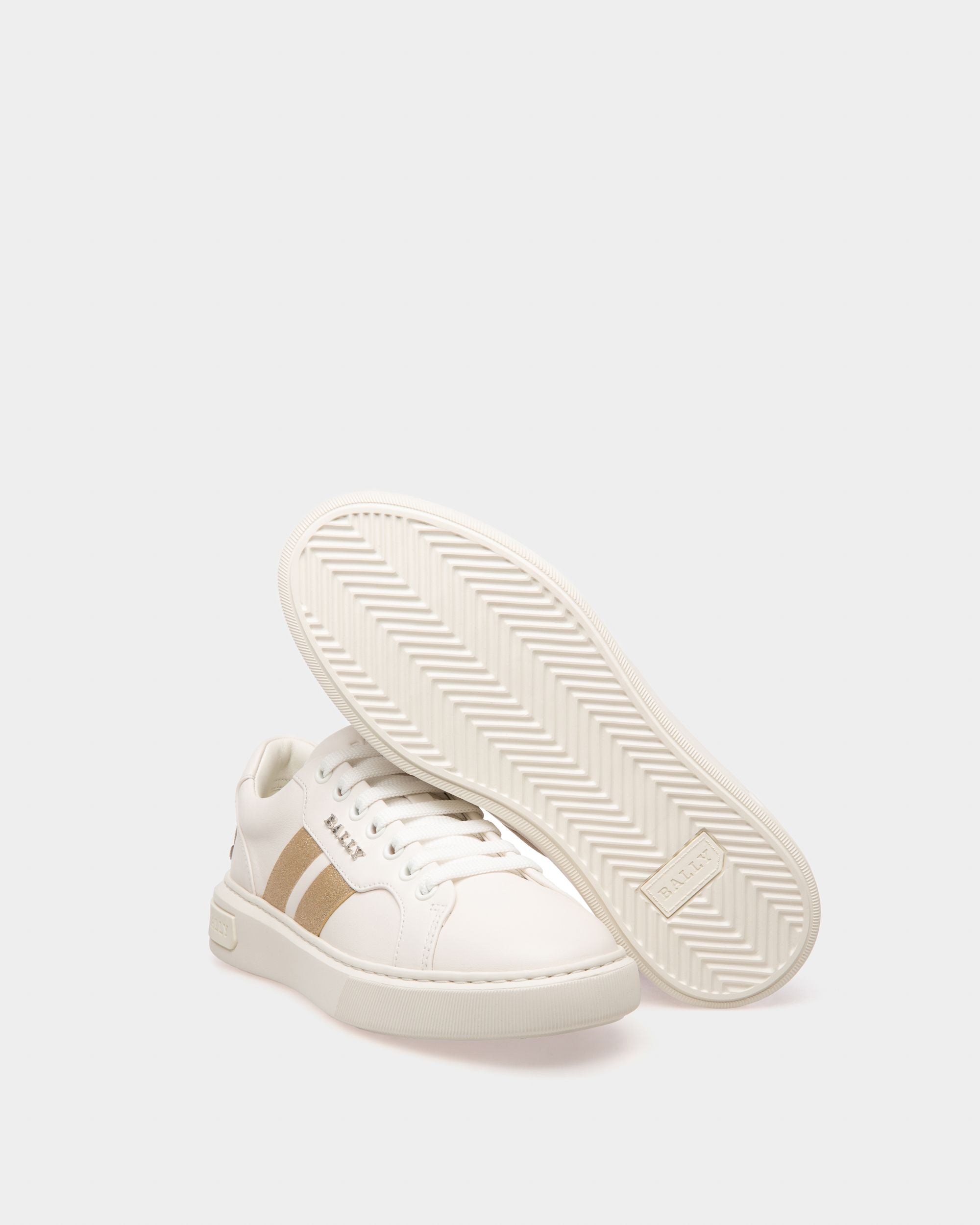 Melany Sneaker In Pelle Bianca E Oro Giallo - Donna - Bally - 04