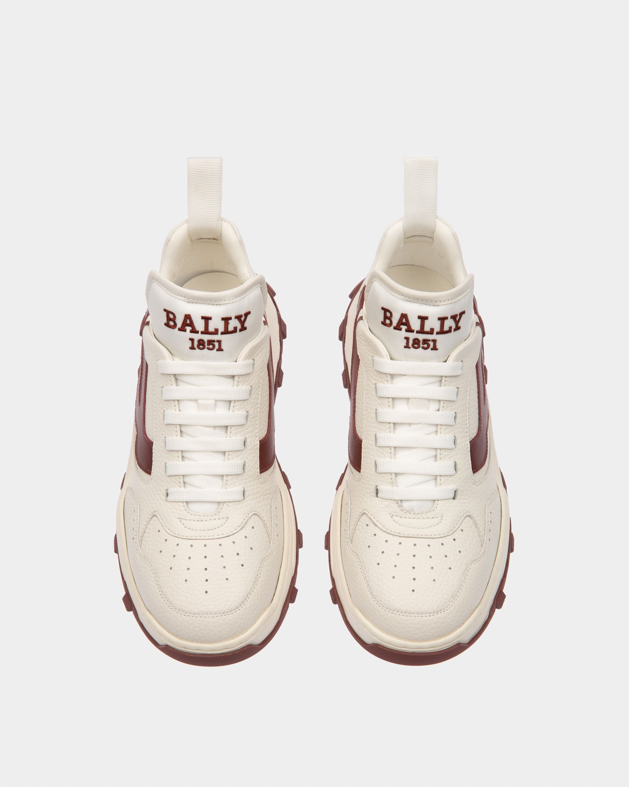 Holden Sneakers In Pelle E Tessuto Bianco E Rosso Antico - Donna - Bally - 02