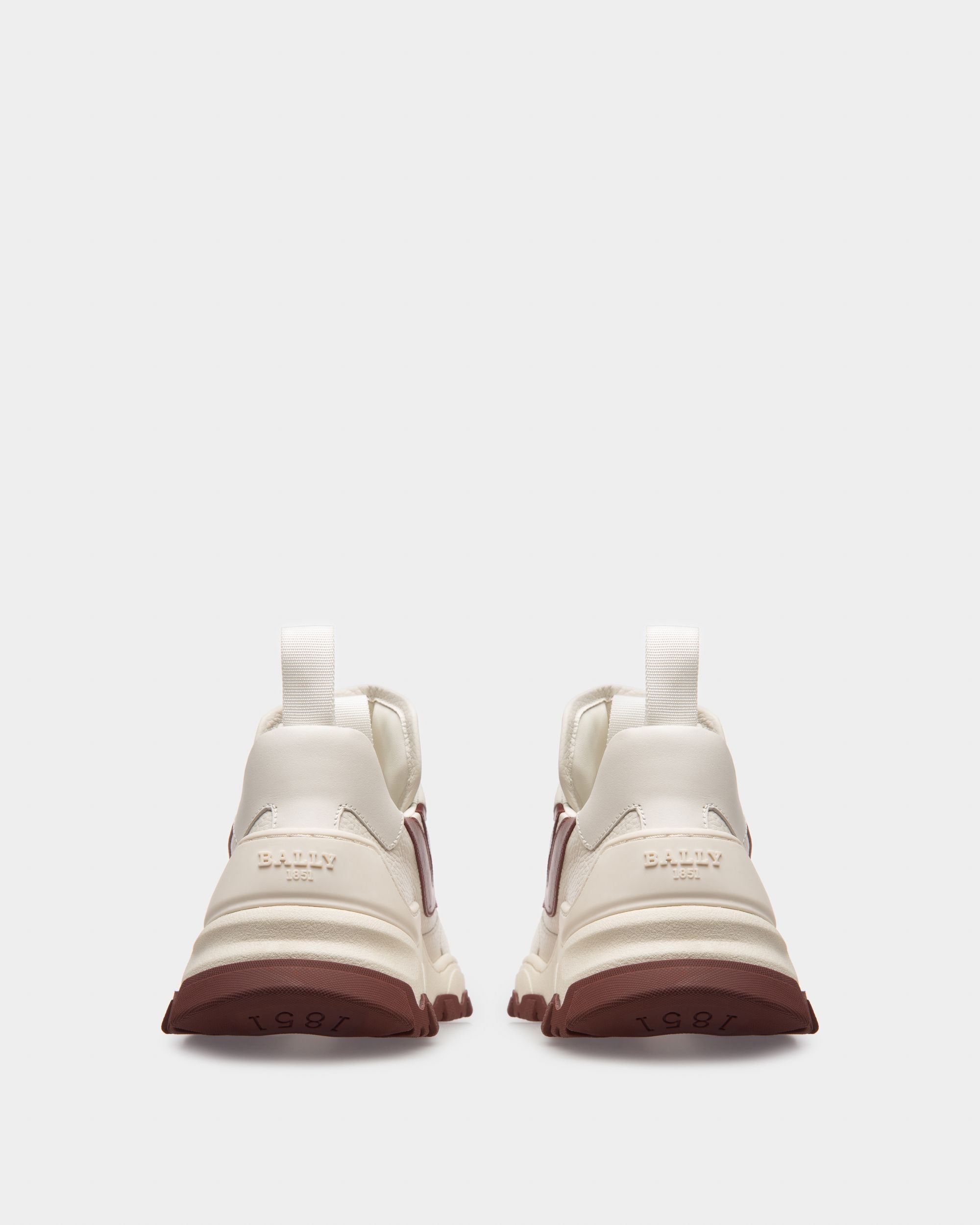 Holden Sneakers In Pelle E Tessuto Bianco E Rosso Antico - Donna - Bally - 04
