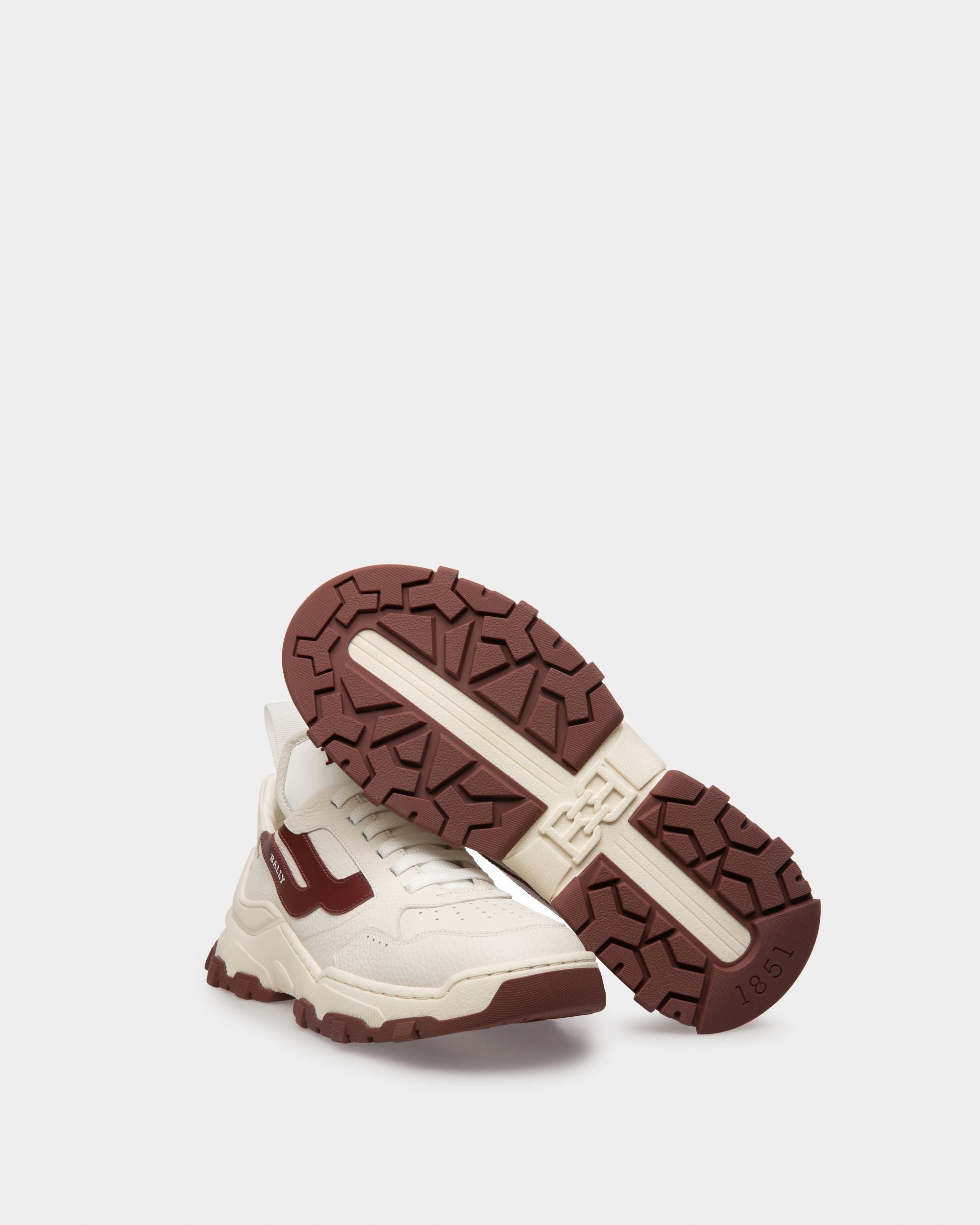 Holden Sneakers In Pelle E Tessuto Bianco E Rosso Antico - Donna - Bally - 05