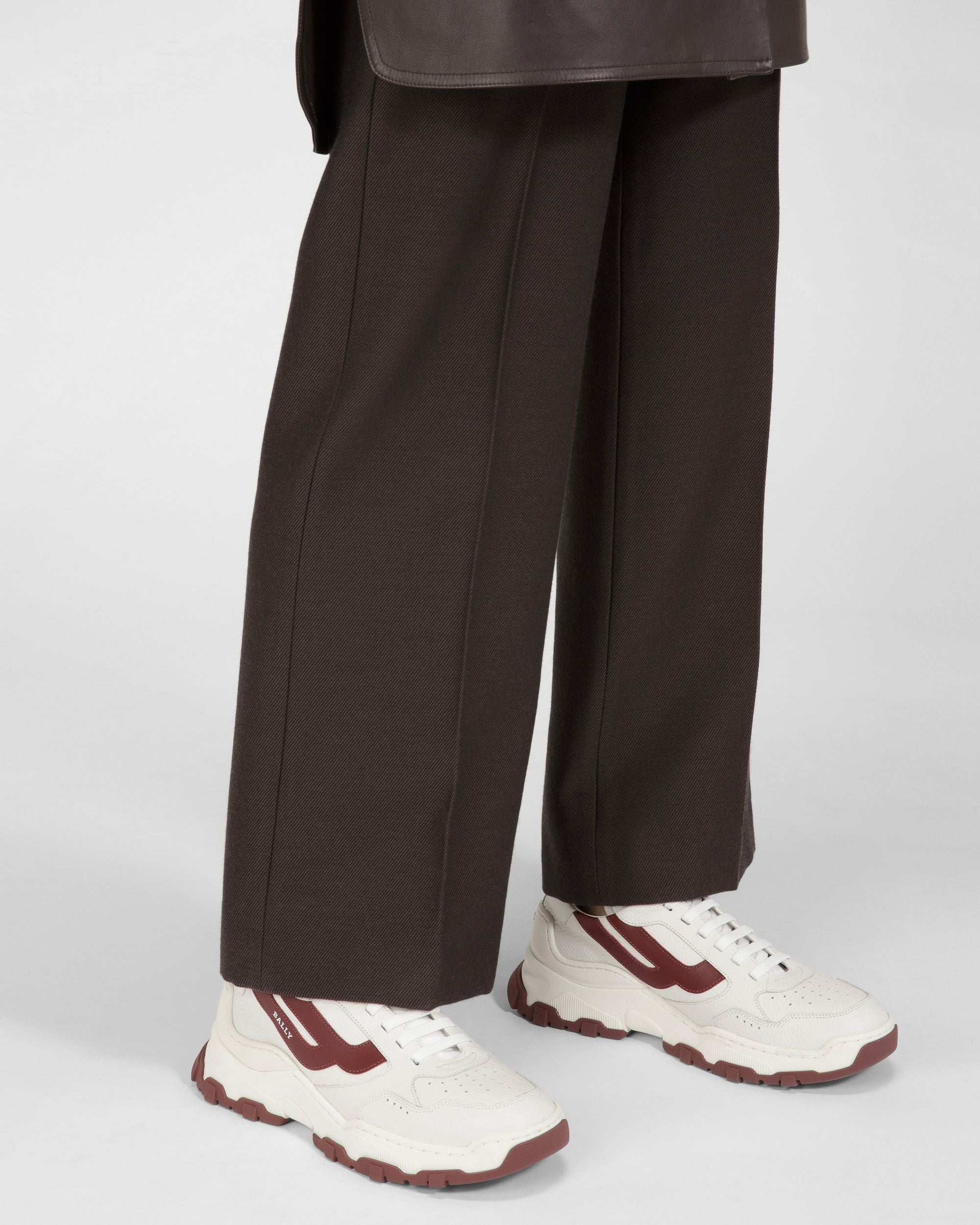 Holden Sneakers In Pelle E Tessuto Bianco E Rosso Antico - Donna - Bally - 07