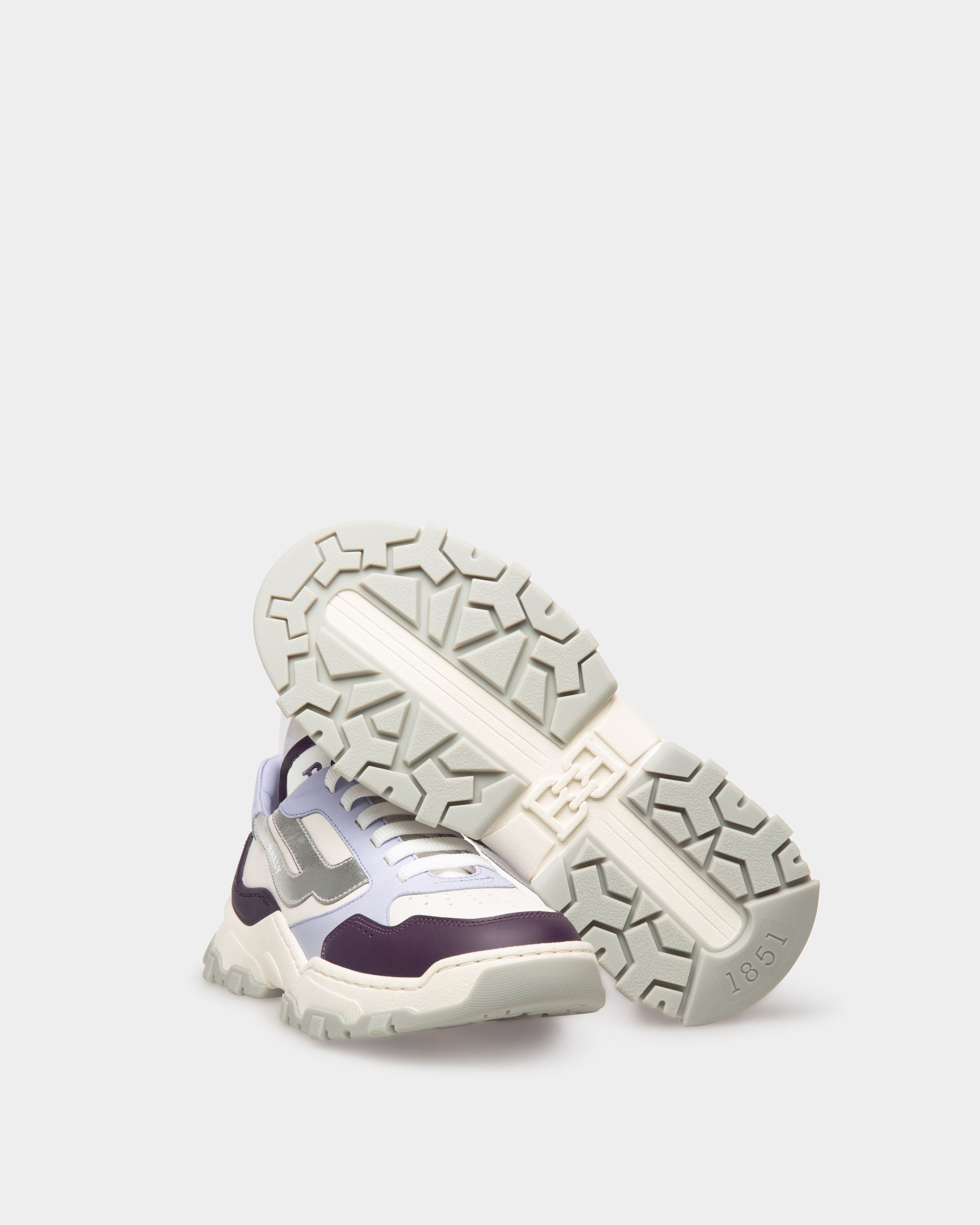 Holden Sneakers In Pelle E Tessuto Viola E Bianco - Donna - Bally - 05