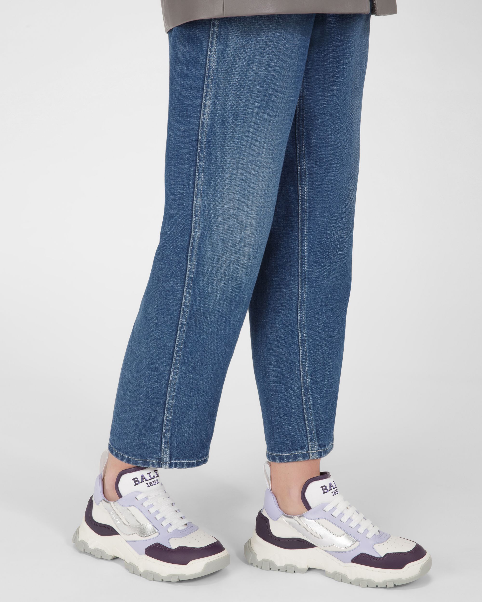 Holden Sneakers In Pelle E Tessuto Viola E Bianco - Donna - Bally - 07