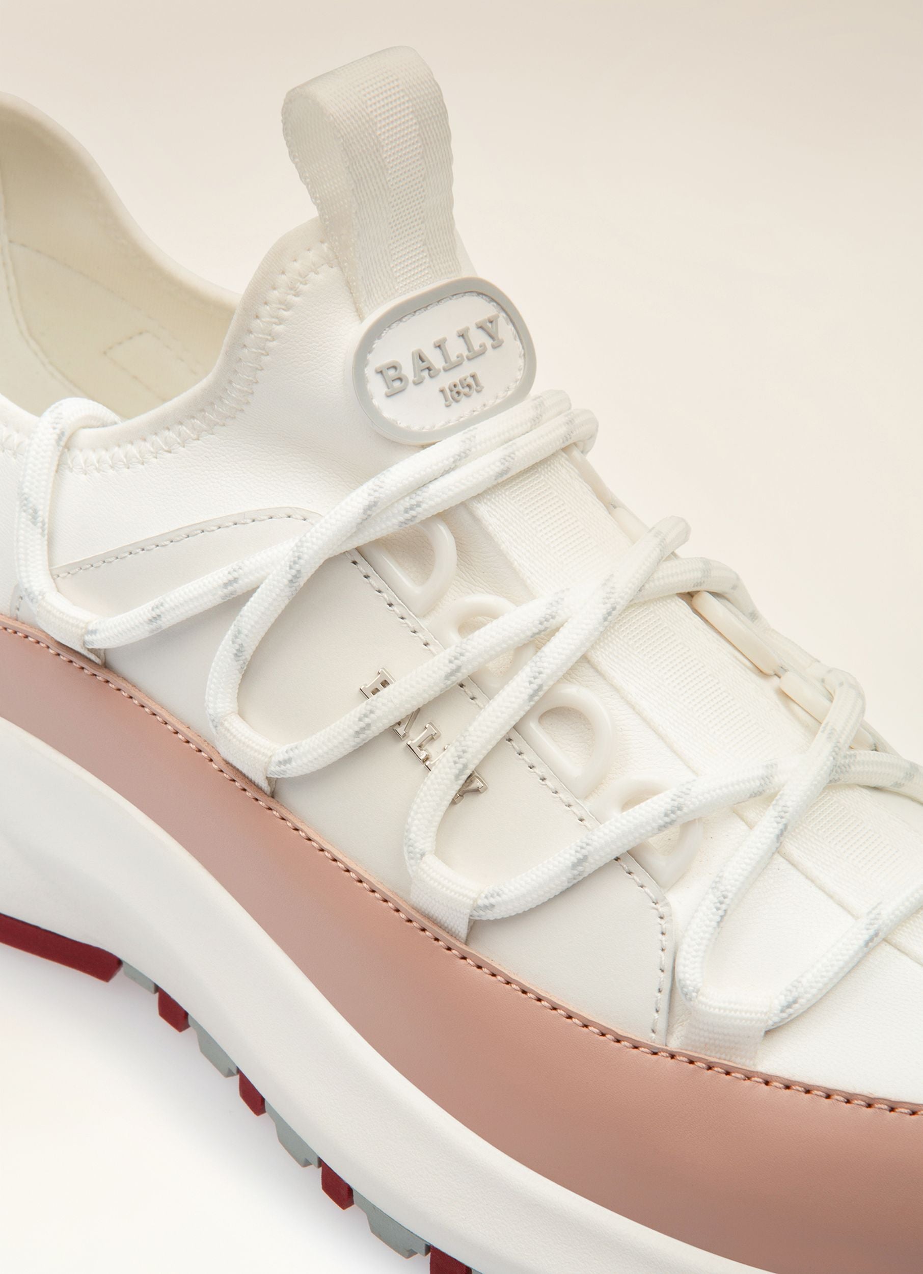 Delys Sneaker In Pelle Bianca E Rosa - Donna - Bally - 02