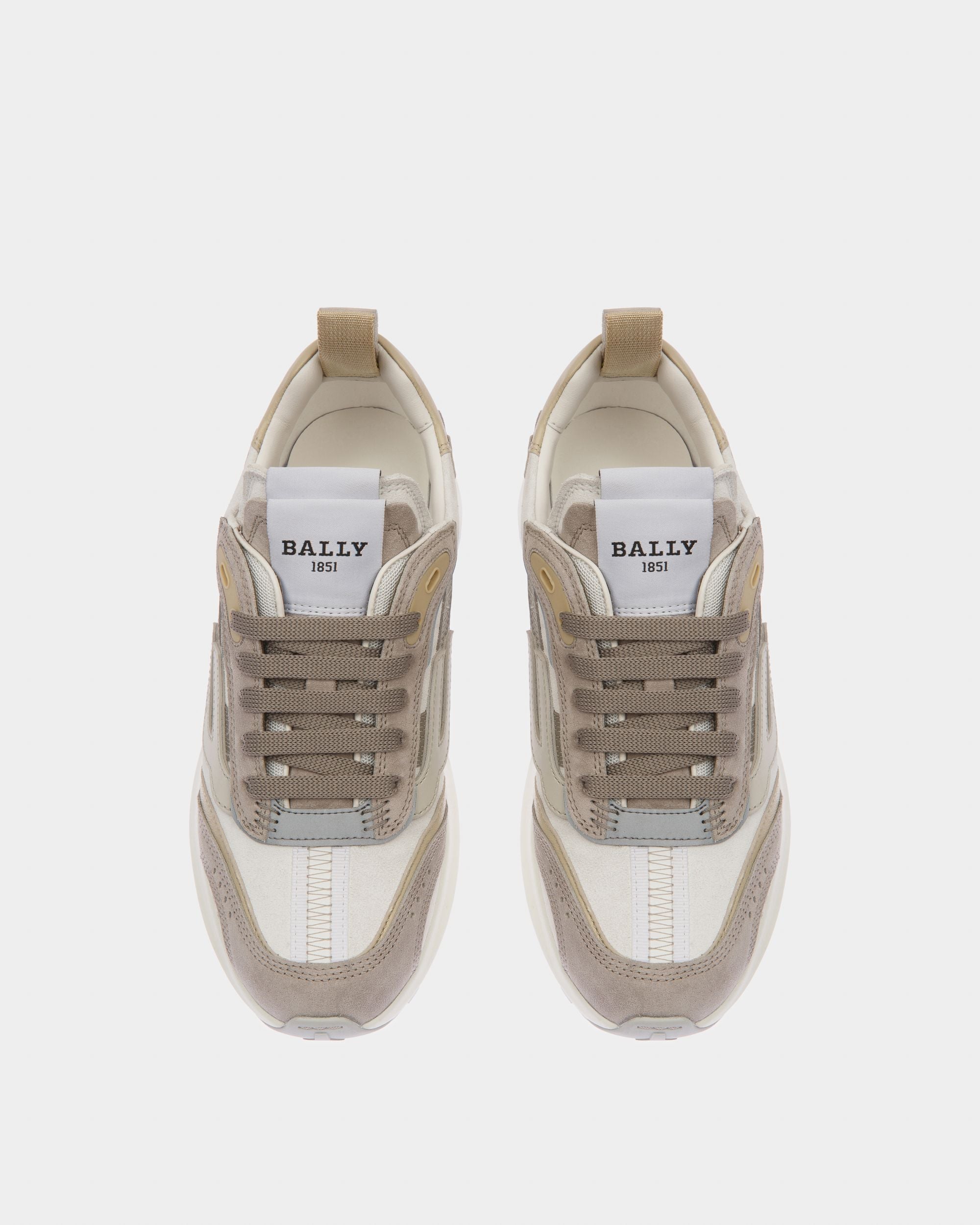 Darky Sneaker In Pelle Grigia, Beige E Bianca - Donna - Bally - 02