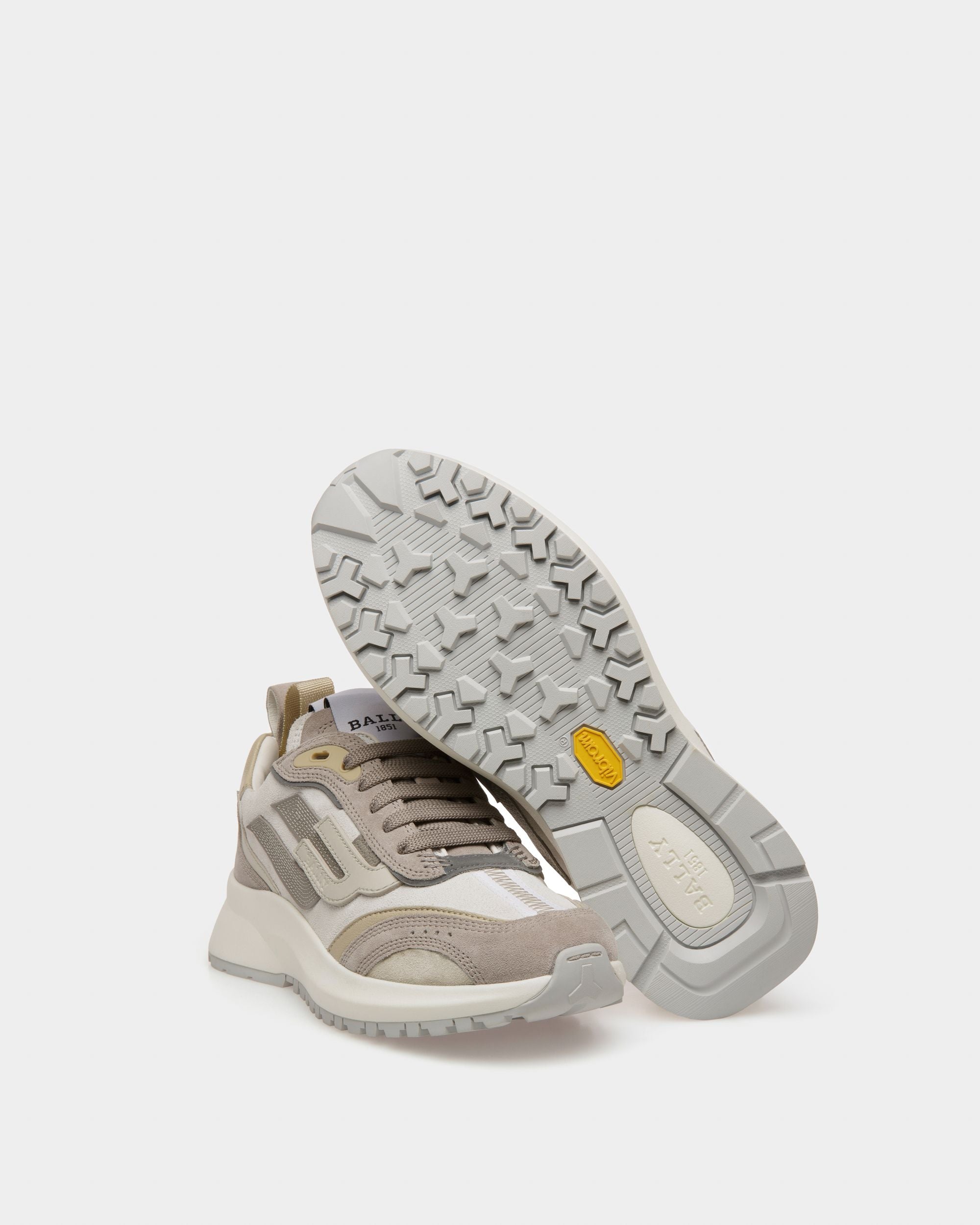 Darky Sneaker In Pelle Grigia, Beige E Bianca - Donna - Bally - 05