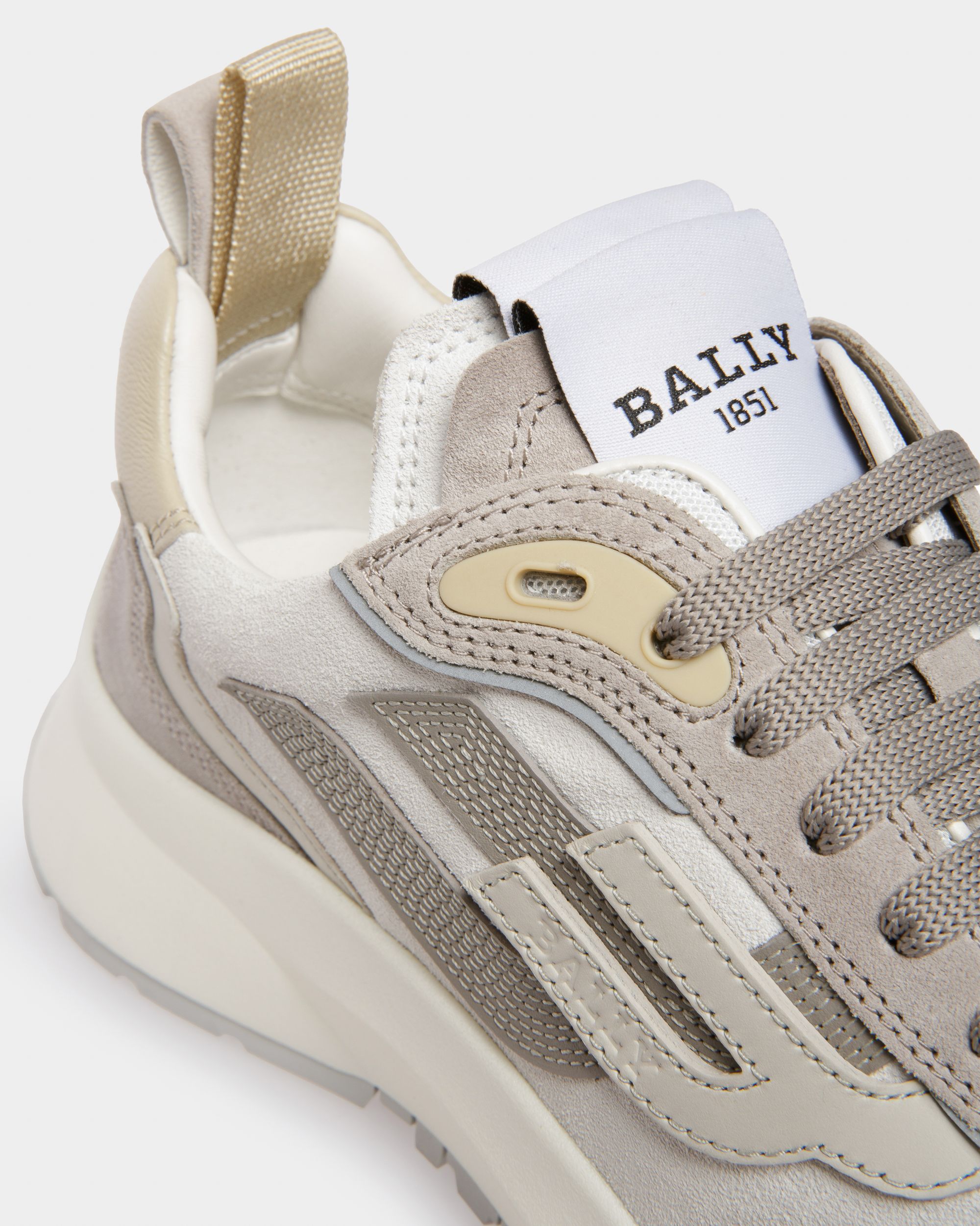 Darky Sneaker In Pelle Grigia, Beige E Bianca - Donna - Bally - 06