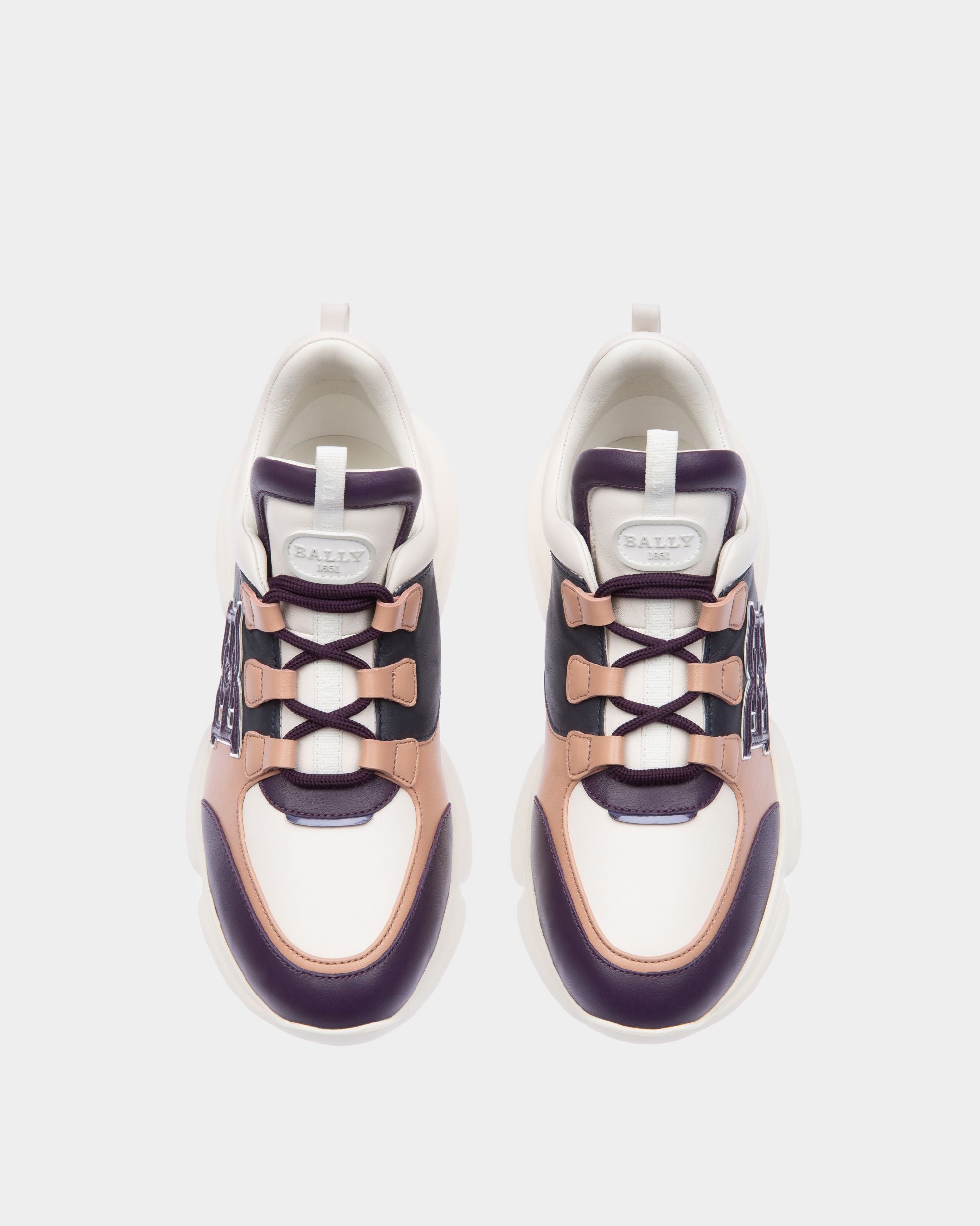 Claires Sneakers In Pelle Viola, Rosa Pallido E Blu - Donna - Bally - 02