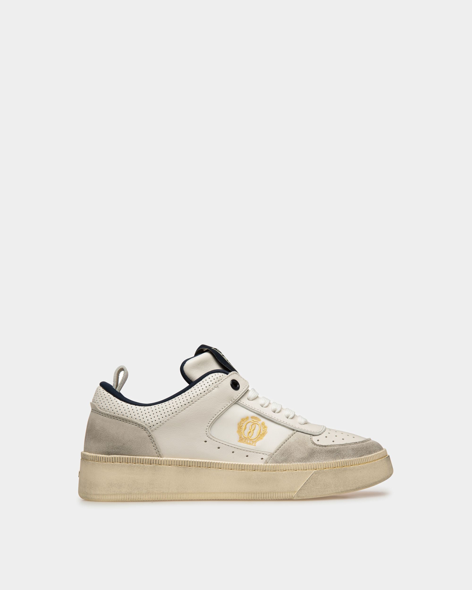 Sneaker Raise In Pelle Bianco Cipria E Blu Scuro - Donna - Bally - 01