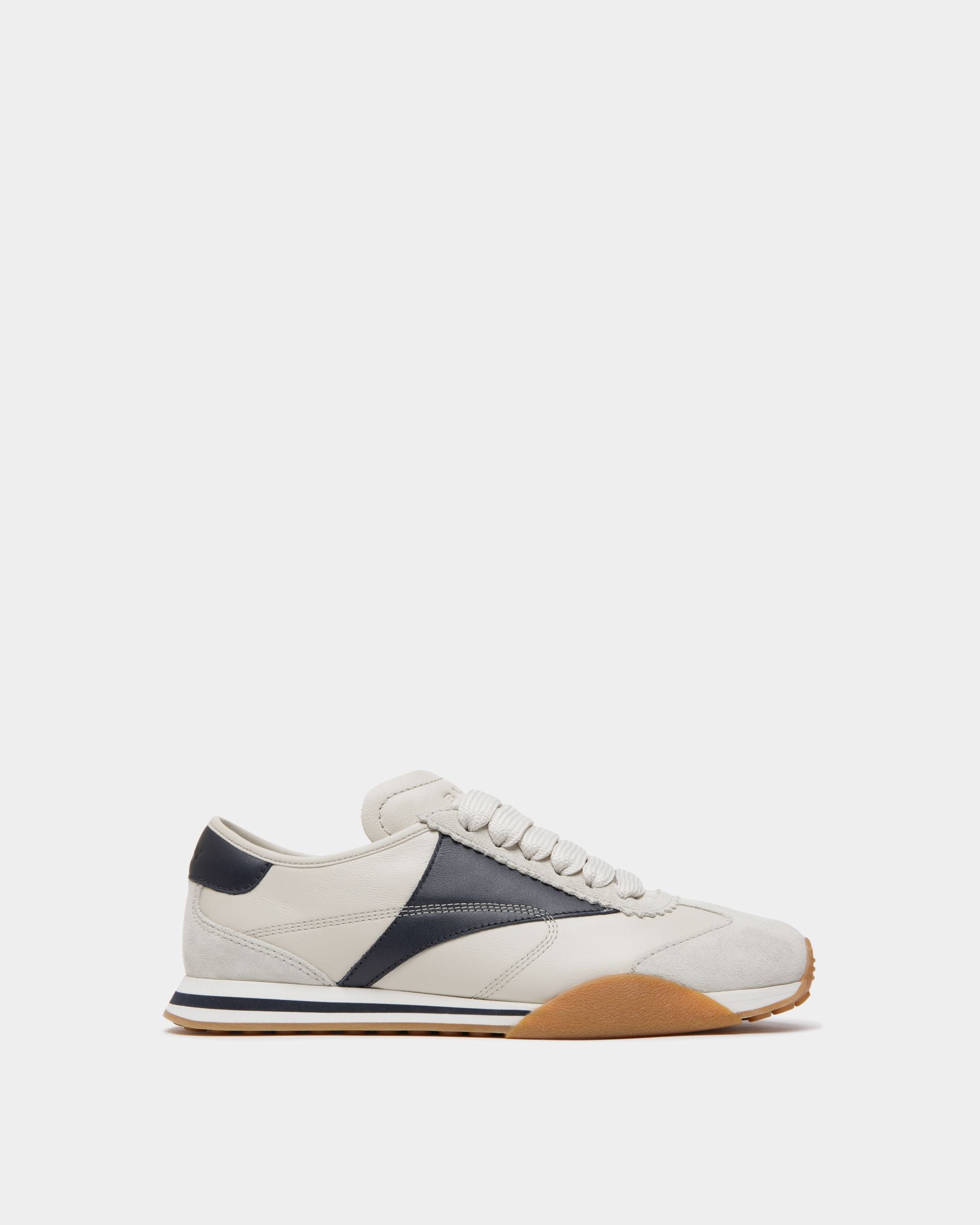 Sneaker Sussex In Pelle Bianca E Navy Blue - Donna - Bally - 01