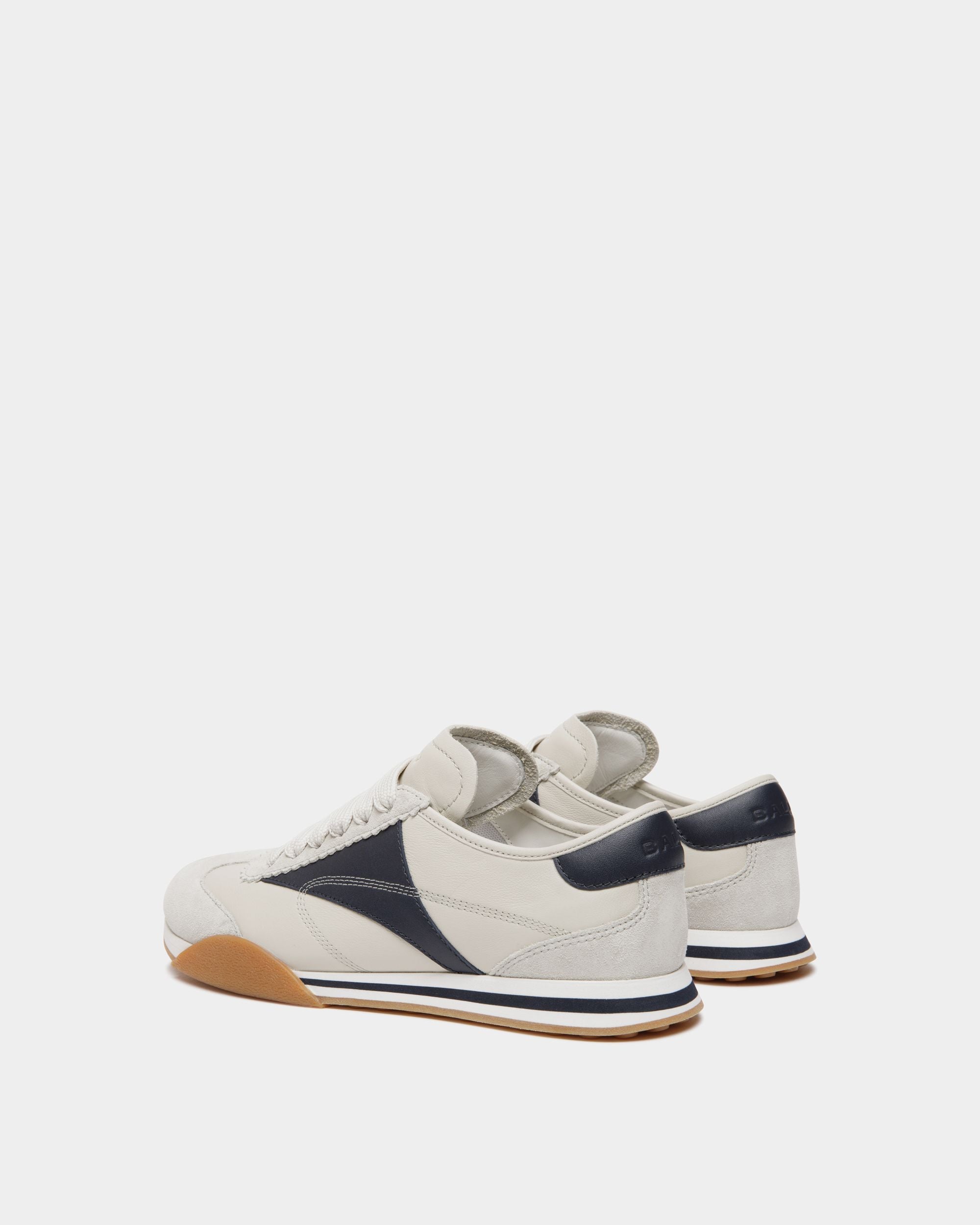 Sneaker Sussex In Pelle Bianca E Navy Blue - Donna - Bally - 03