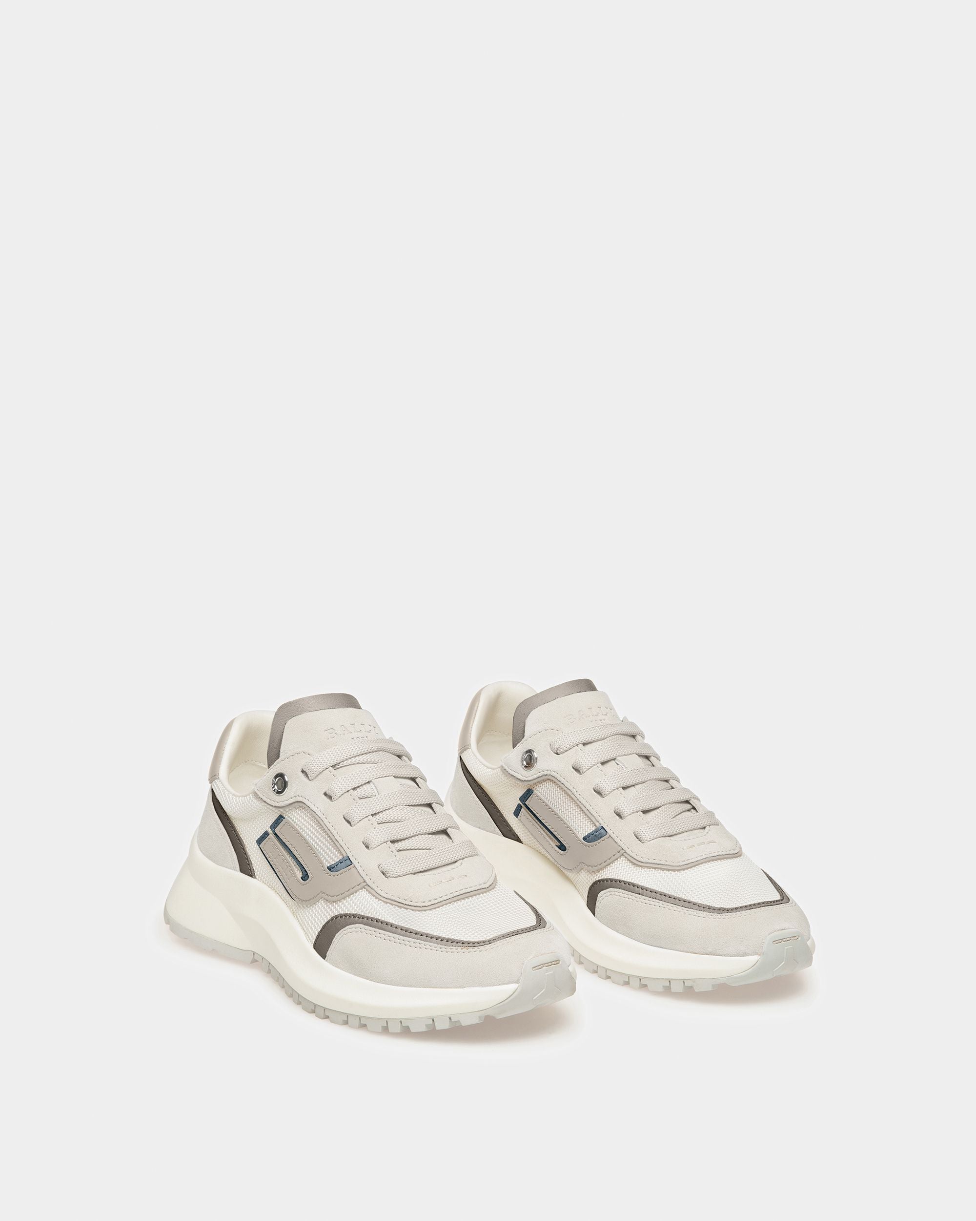 Demmy Sneaker In Pelle E Tessuto Bianco, Grigio E Bianco Cipria - Donna - Bally - 04
