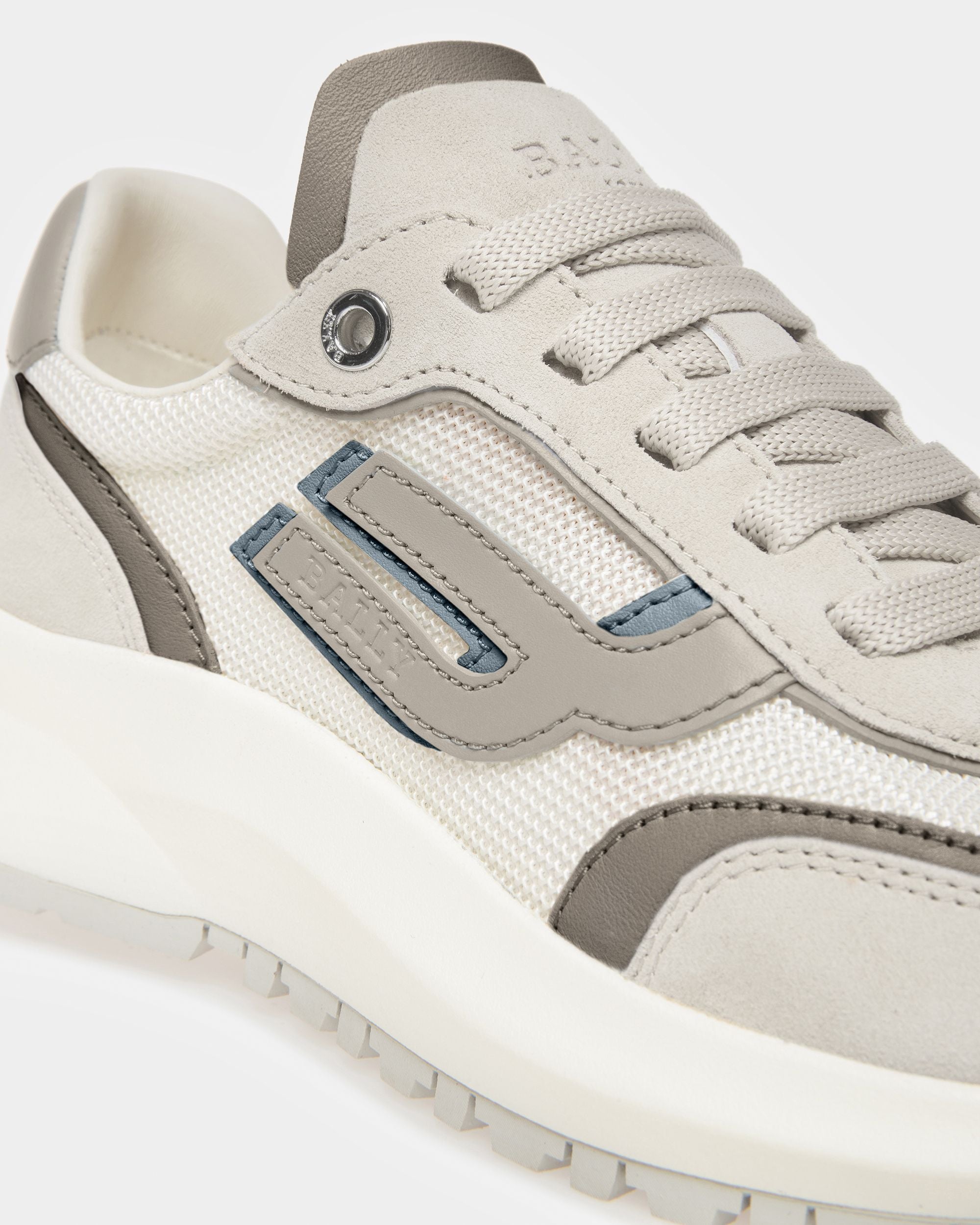 Demmy Sneaker In Pelle E Tessuto Bianco, Grigio E Bianco Cipria - Donna - Bally - 05