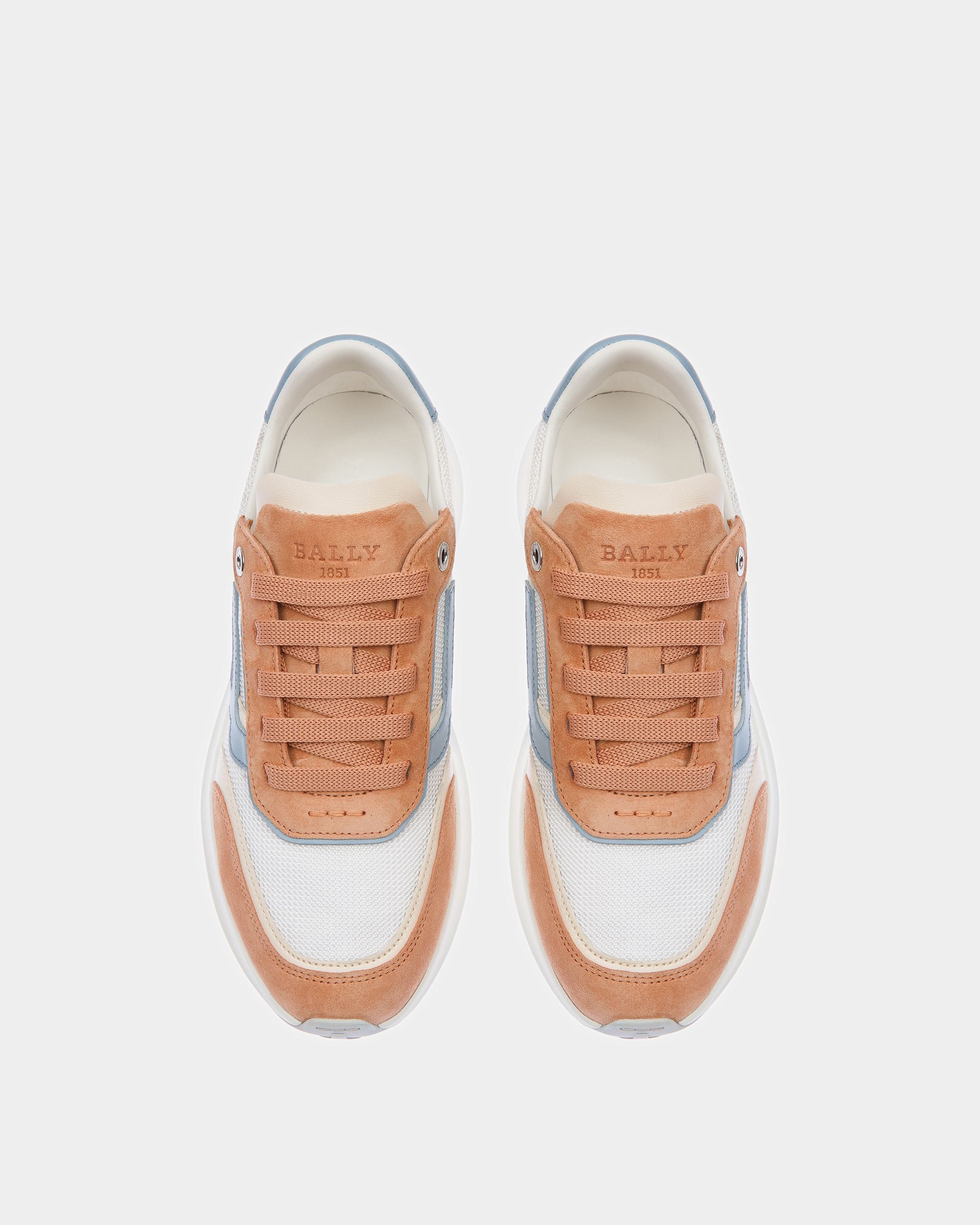 Demmy Sneaker In Pelle E Tessuto Color Pesca, Avorio E Bianco - Donna - Bally - 02