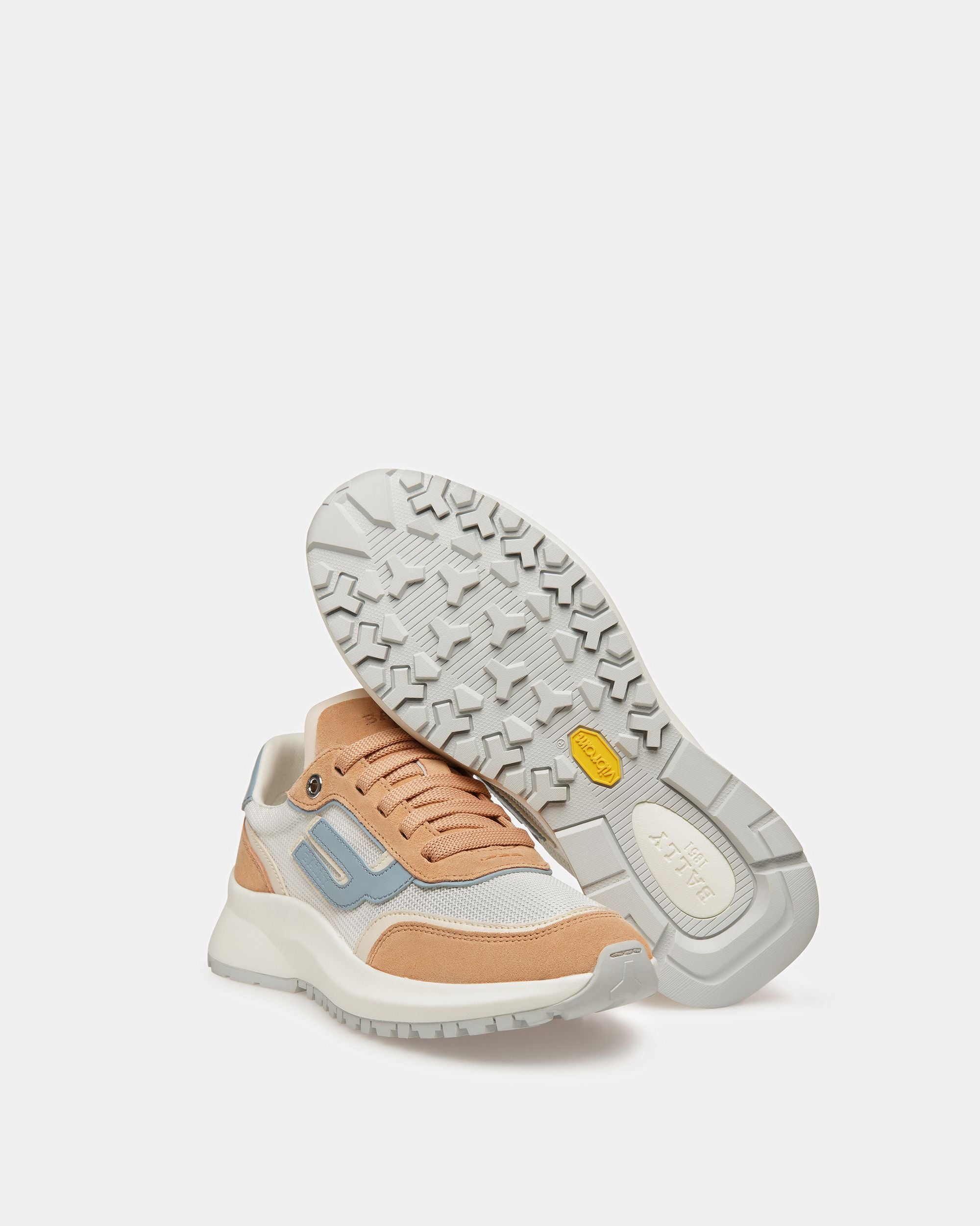 Demmy Sneaker In Pelle E Tessuto Color Pesca, Avorio E Bianco - Donna - Bally - 05