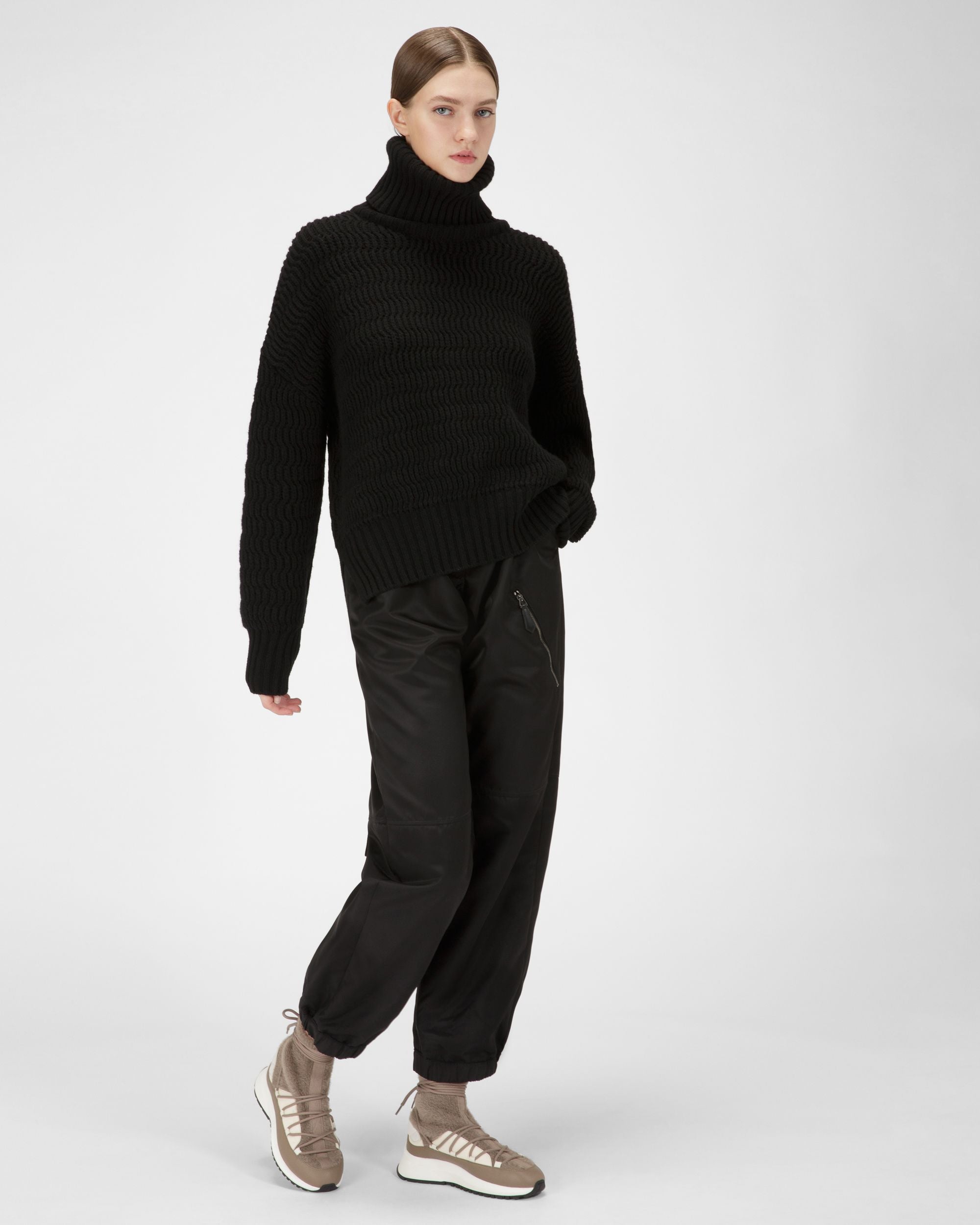 Dalyla Stivali In Cashmere E Pelle Color Grigio Talpa E Avorio - Donna - Bally - 07