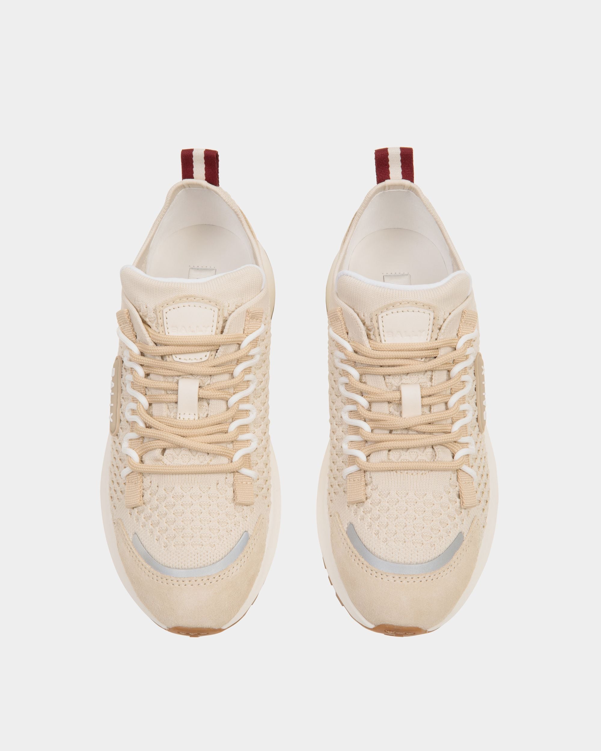 Sneaker Outline In Maglia Color Avorio E Champagne - Donna - Bally - 05