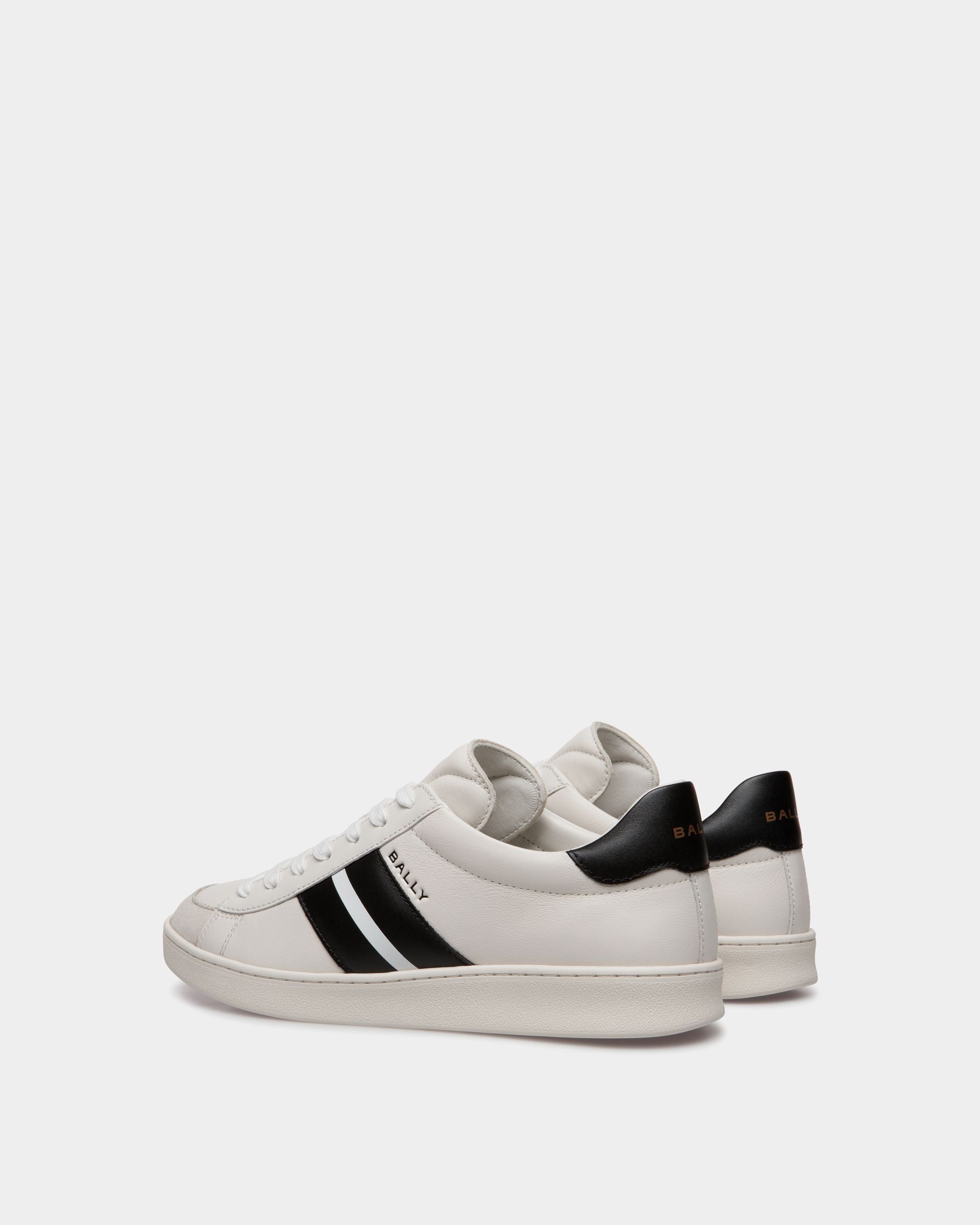 Sneaker Tennis In Pelle Bianca E Nera - Donna - Bally - 04