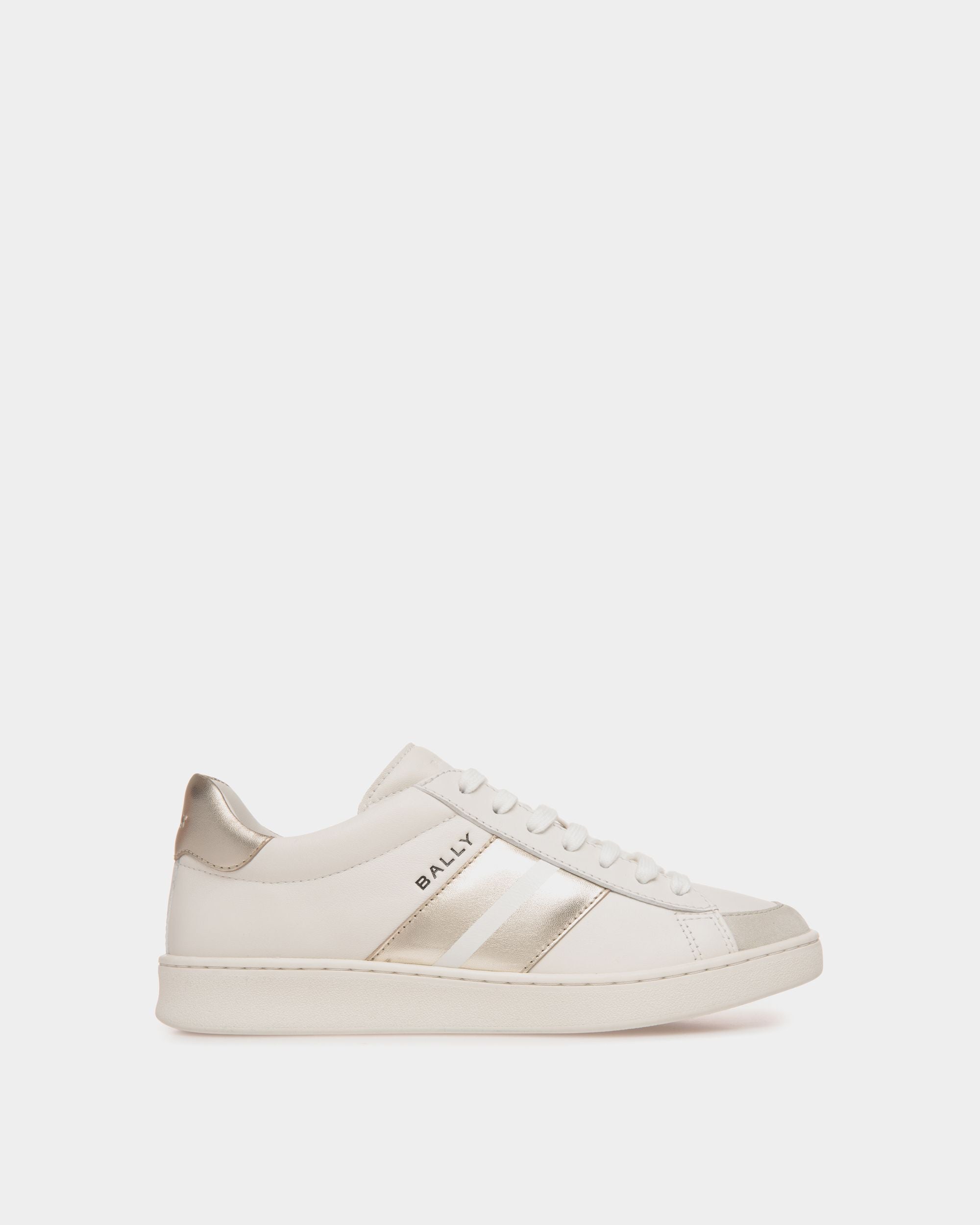 Sneaker Tennis In Pelle Bianca E Oro - Donna - Bally - 01