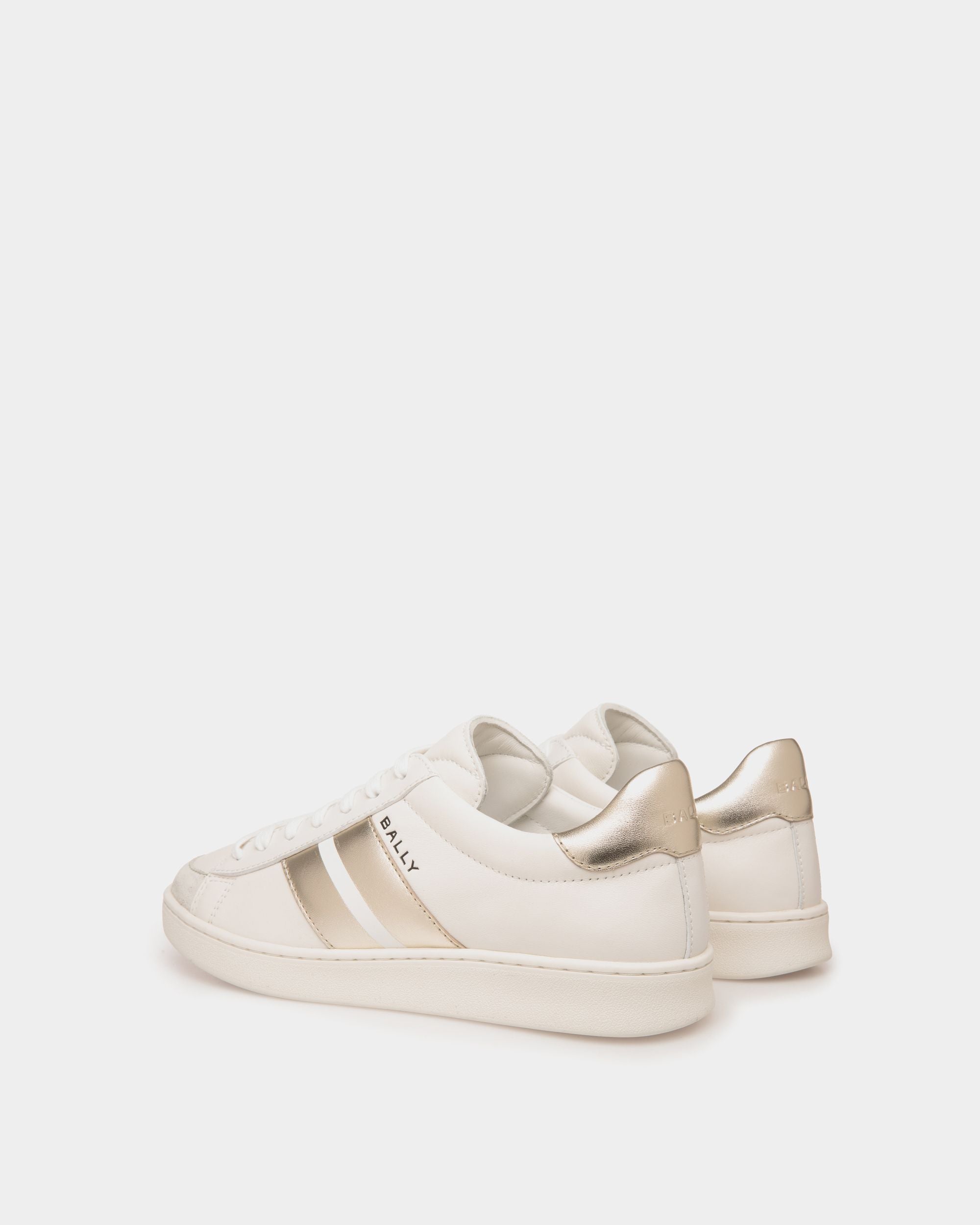 Sneaker Tennis In Pelle Bianca E Oro - Donna - Bally - 03