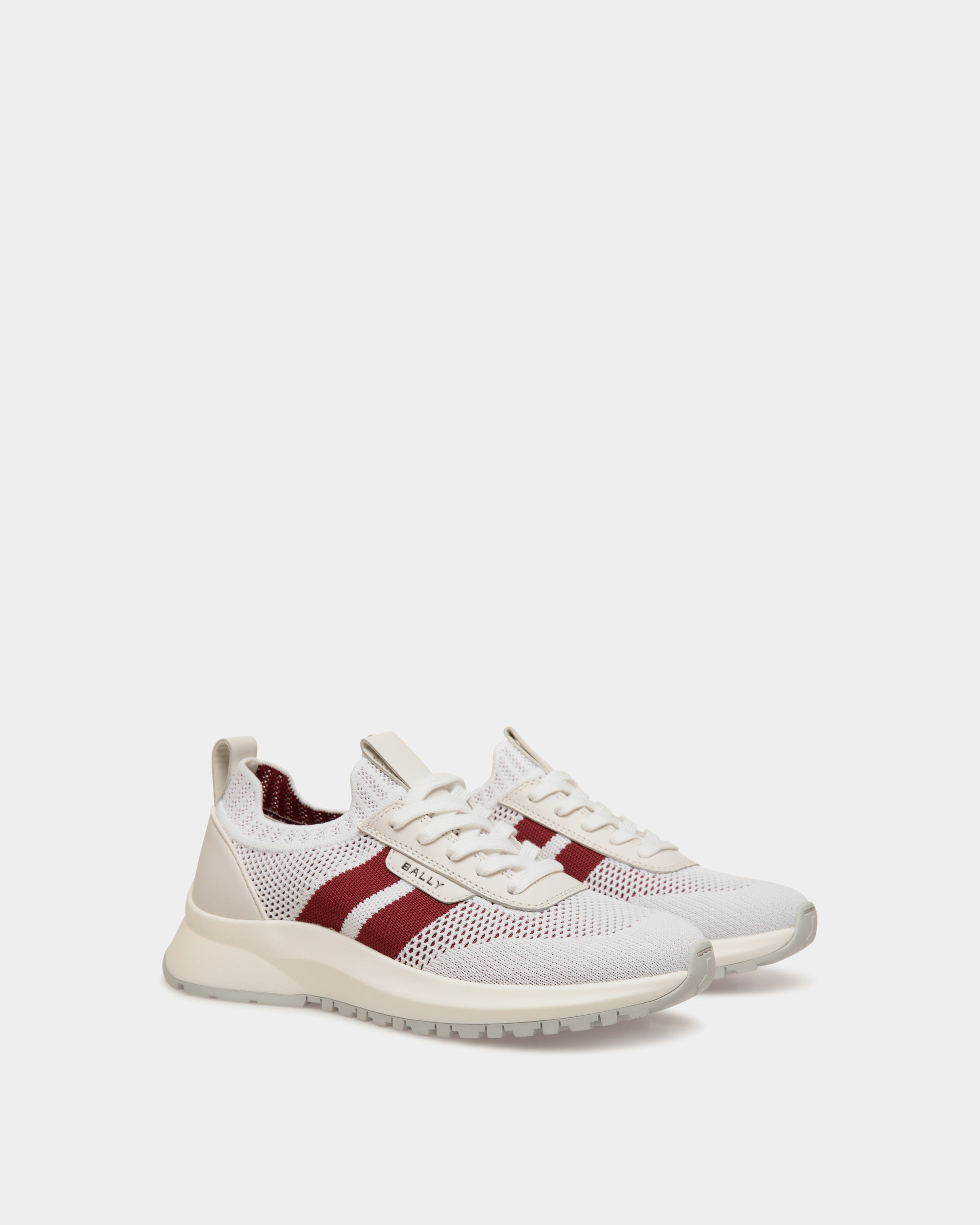 Sneaker Outline In Maglia Bianca E Rossa - Donna - Bally - 02