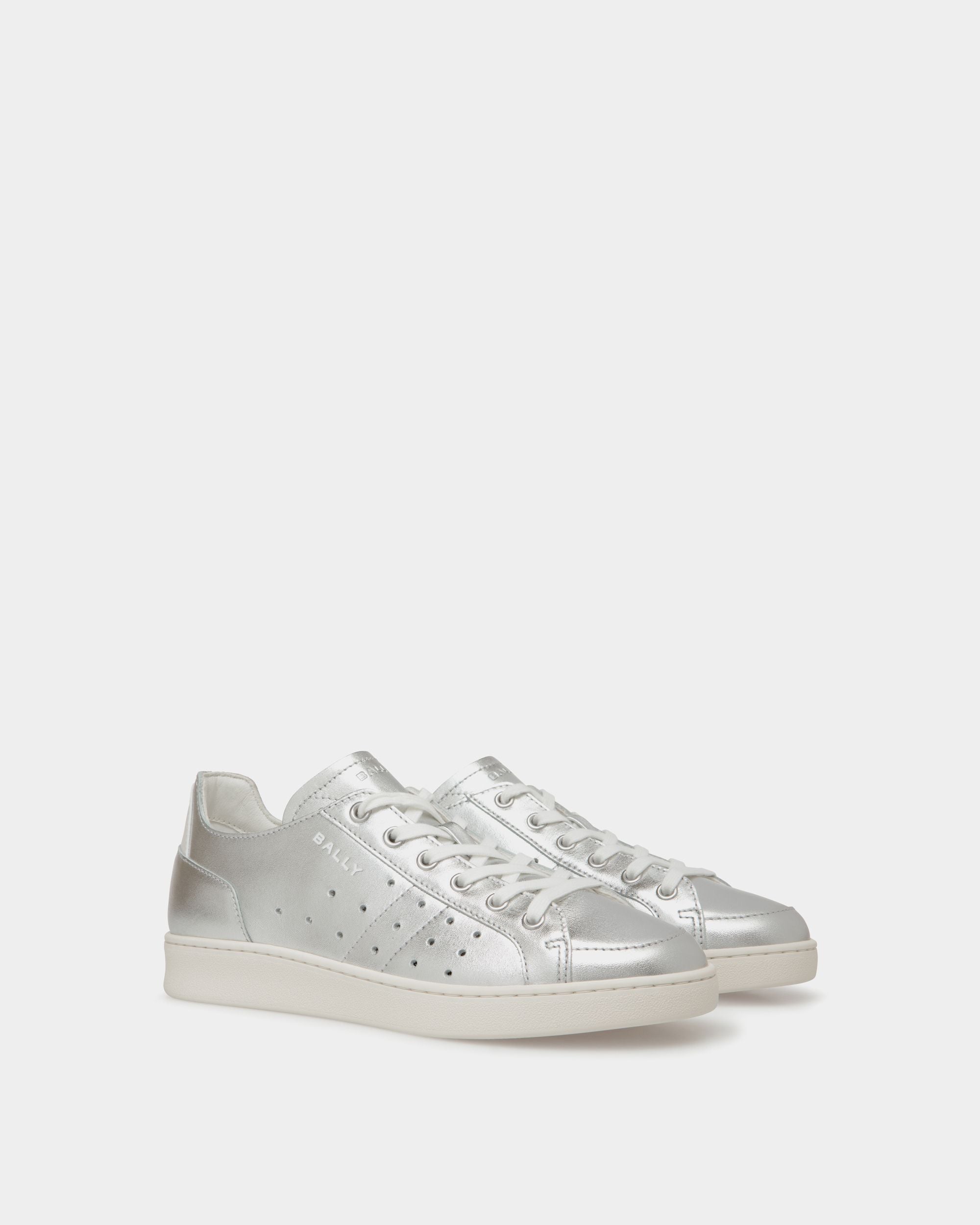 Tennis Sneaker In Silver Leather - Donna - Bally - 02