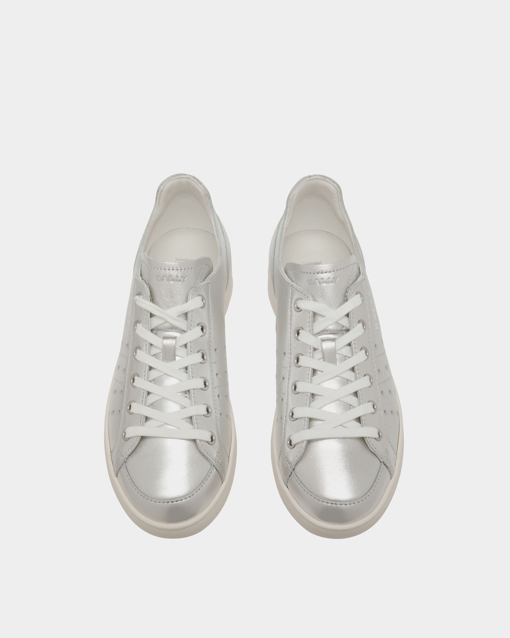 Tennis Sneaker In Silver Leather - Donna - Bally - 04