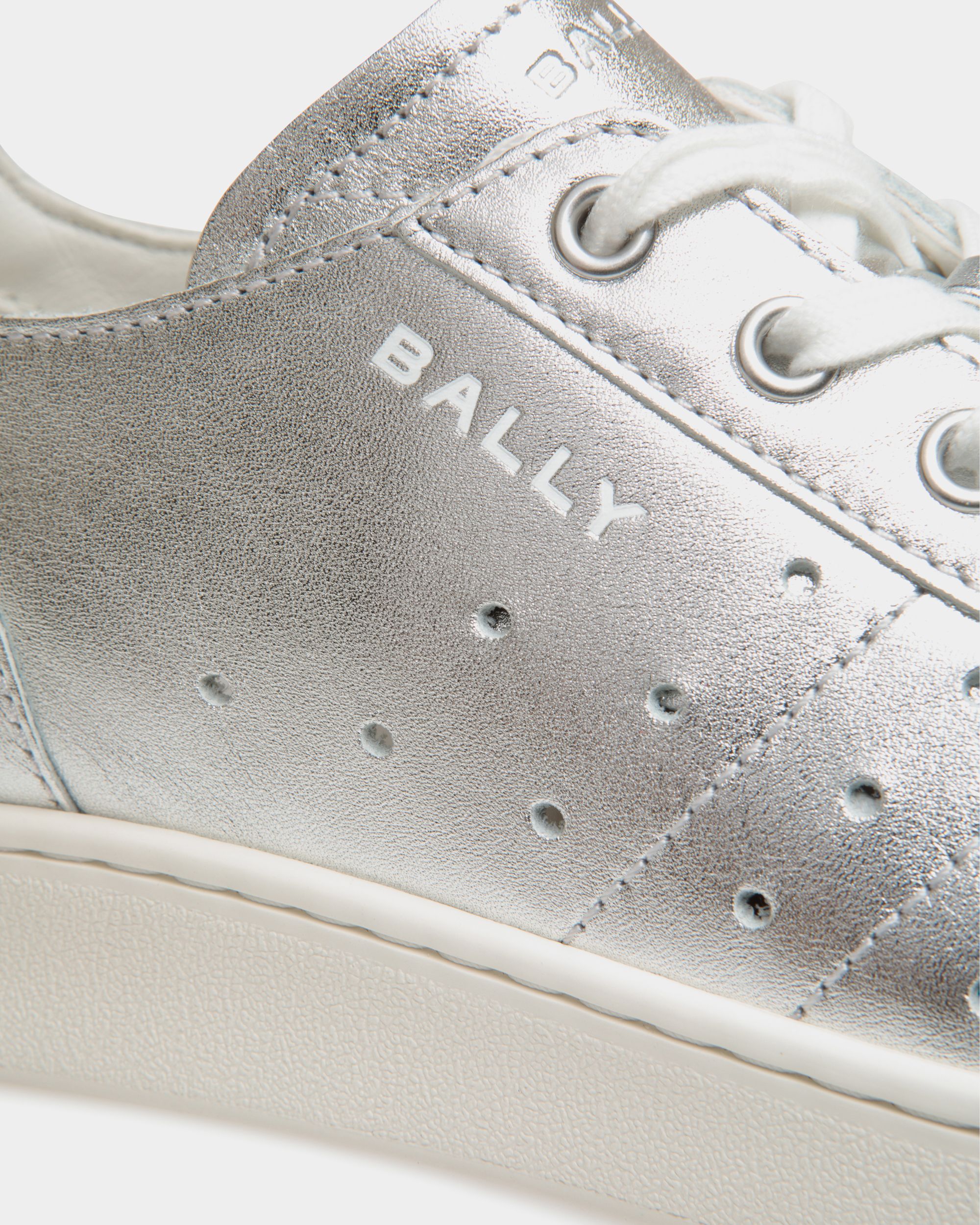 Tennis Sneaker In Silver Leather - Donna - Bally - 05