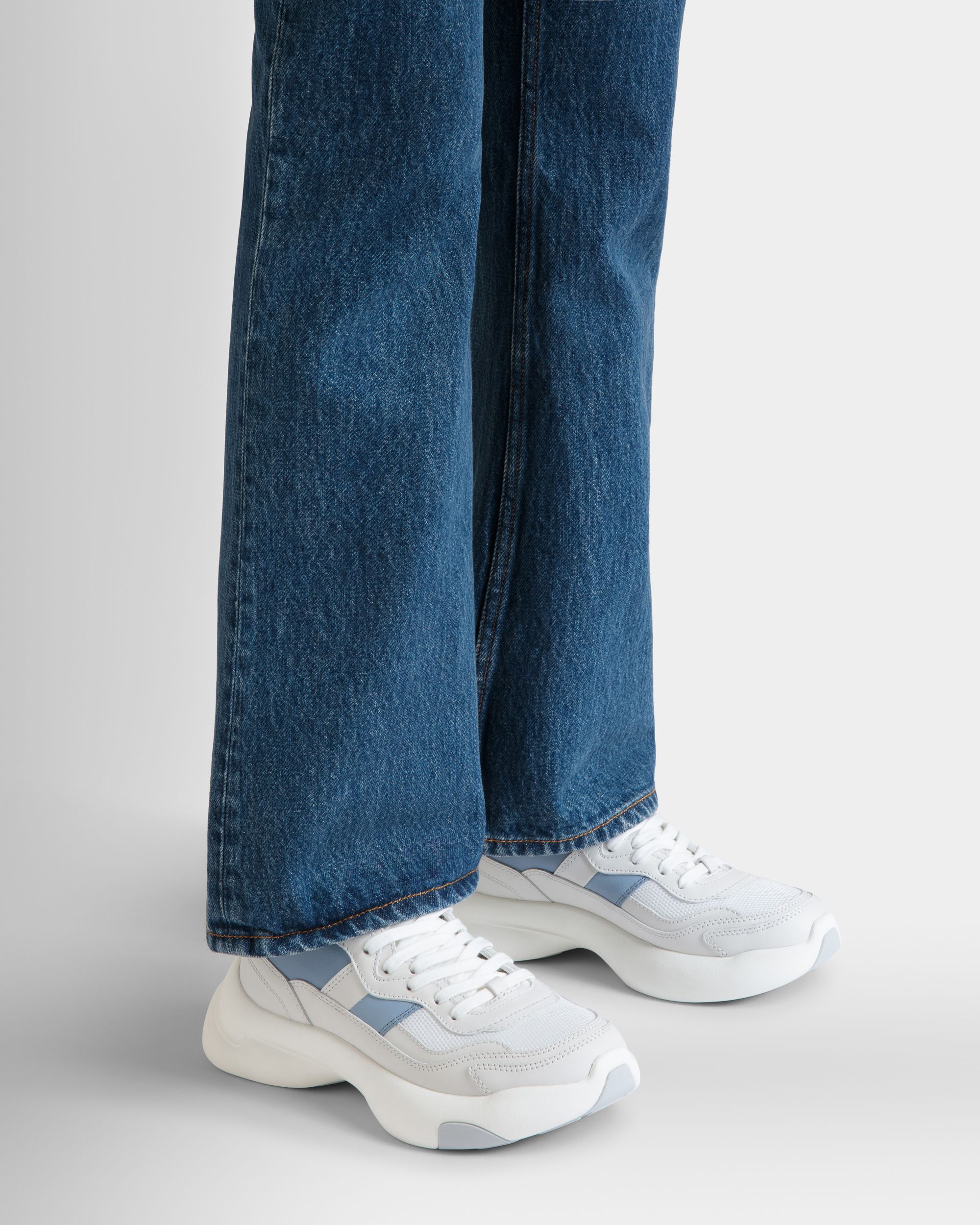 Sneaker Dune In Pelle Bianca E Light Blue - Donna - Bally - 02