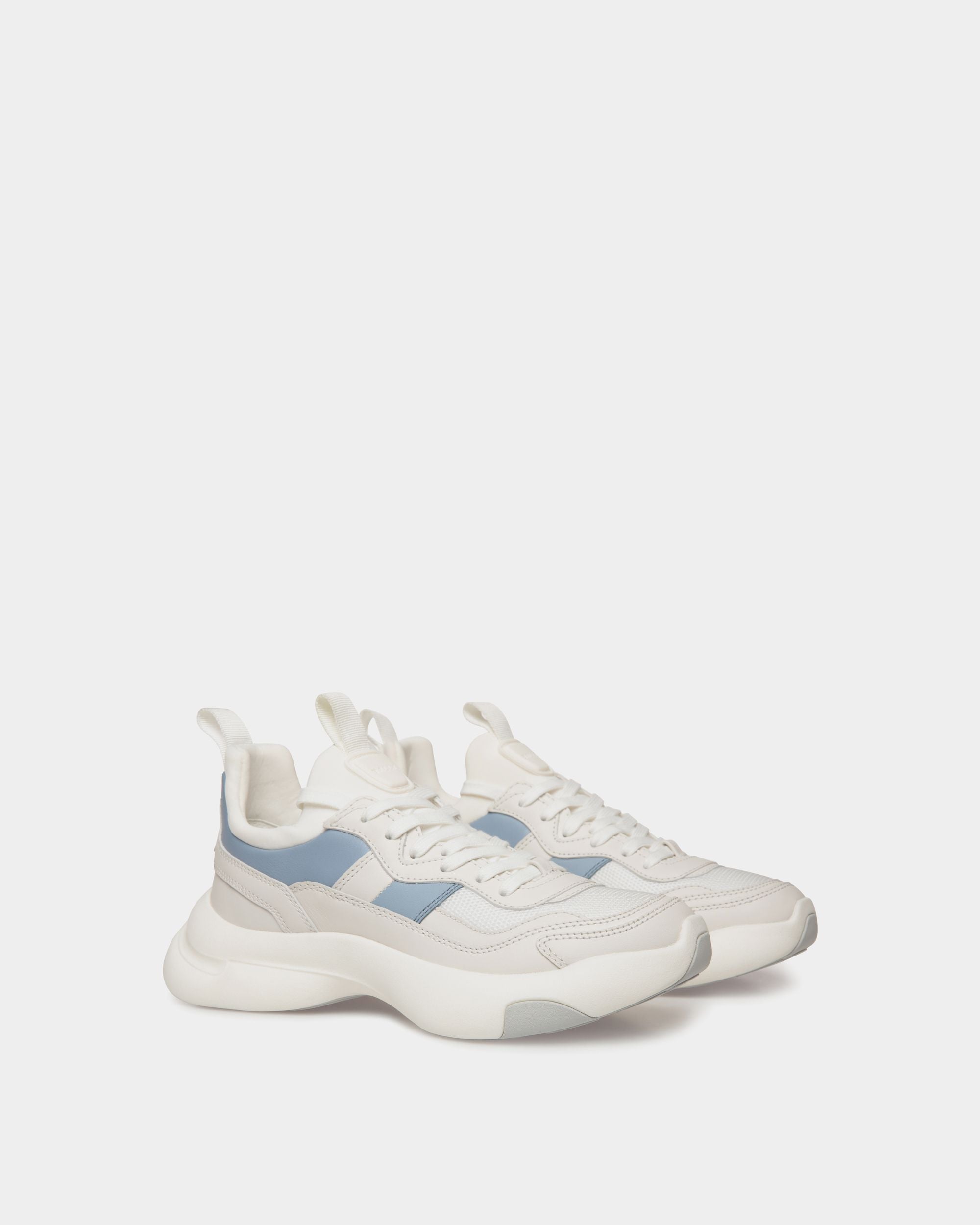 Sneaker Dune In Pelle Bianca E Light Blue - Donna - Bally - 03