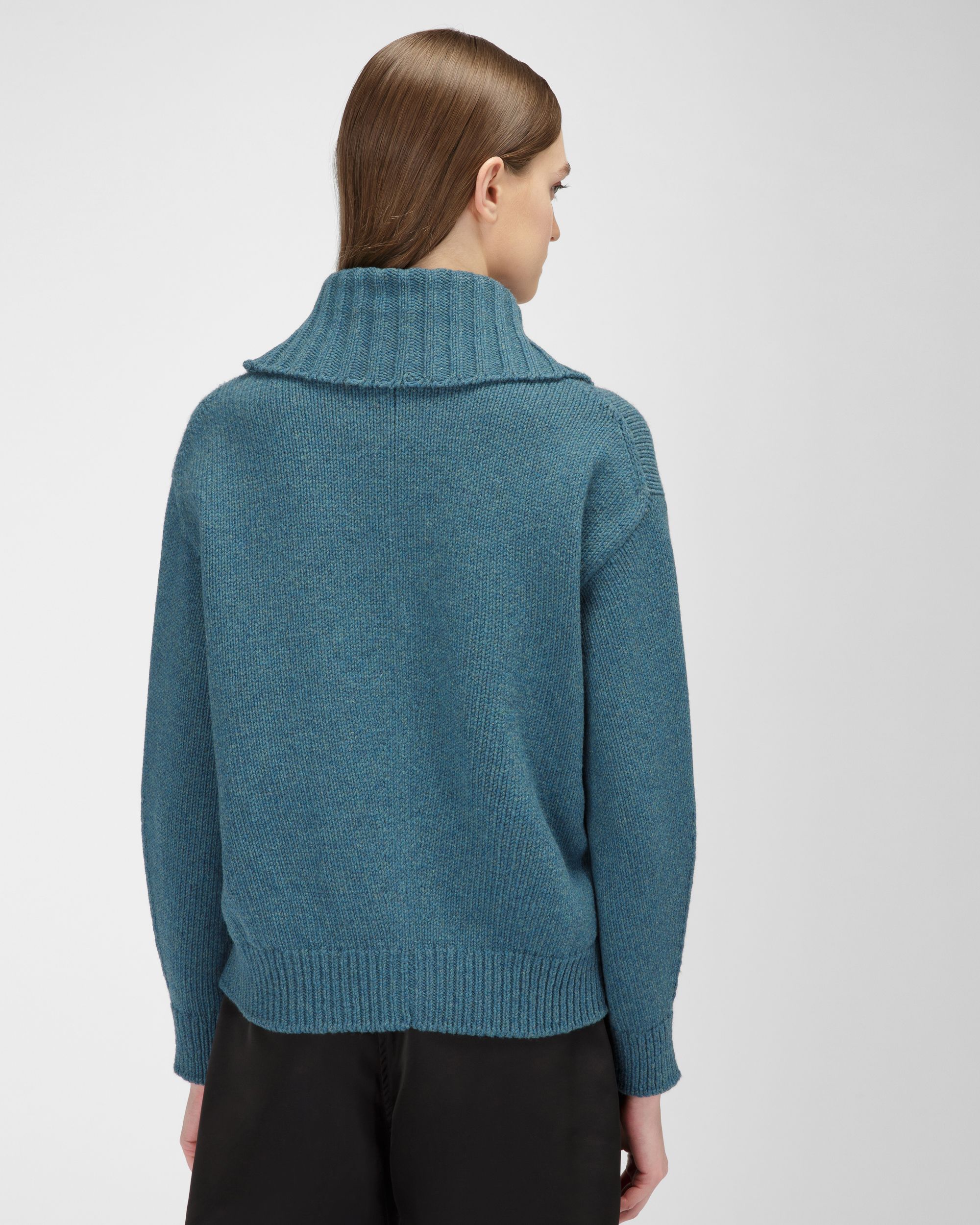 Pullover Con Collo Staccabile Di Lana Colore Verde - Donna - Bally - 03