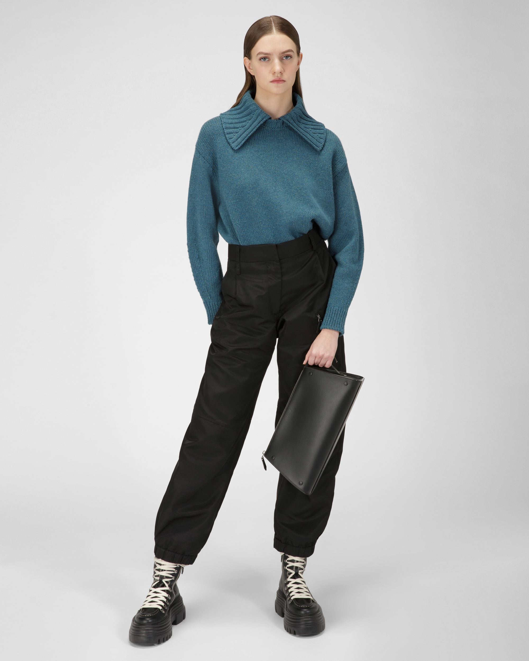 Pullover Con Collo Staccabile Di Lana Colore Verde - Donna - Bally - 05