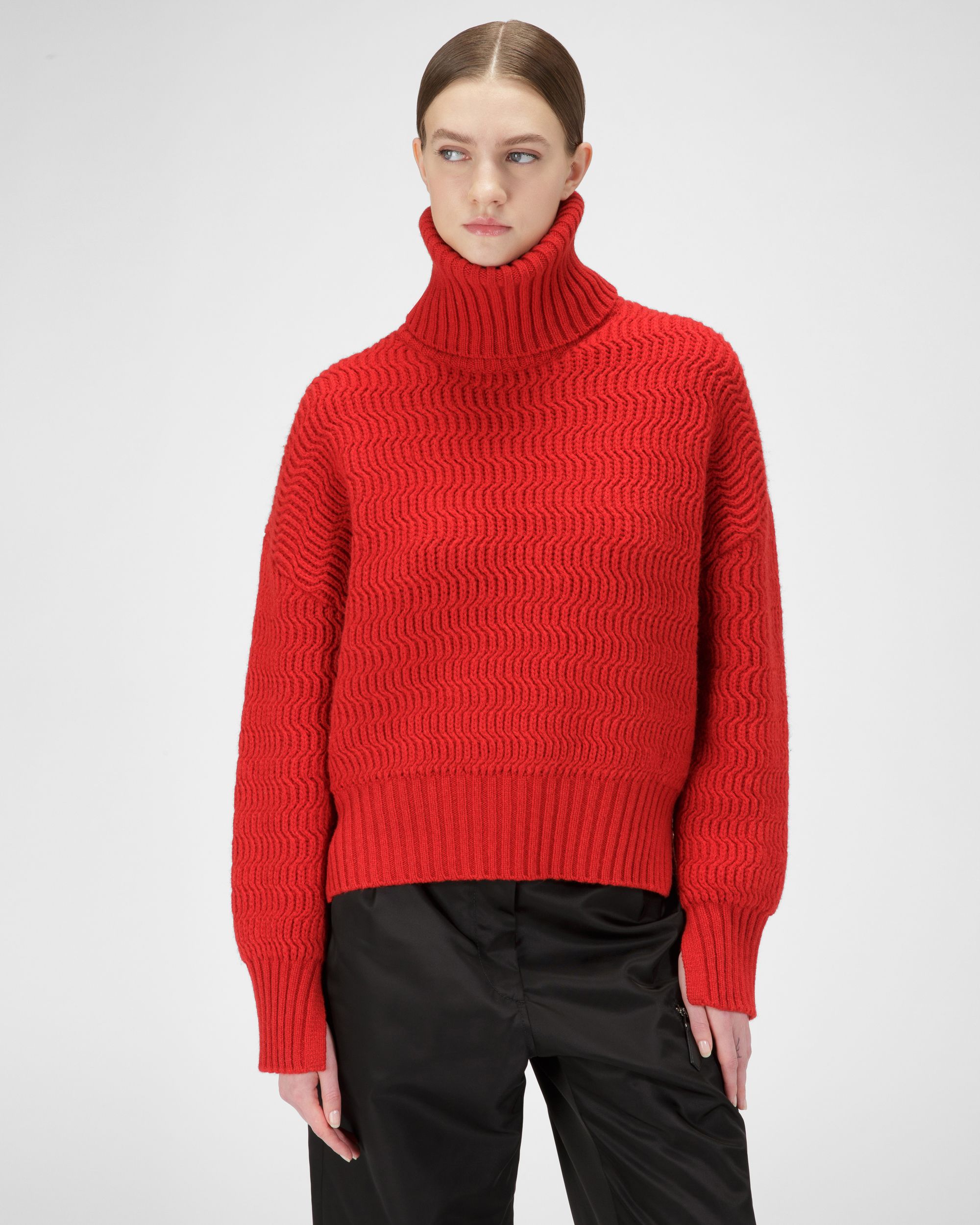Collo Alto In Lana E Cachemire Colore Rosso - Donna - Bally - 01