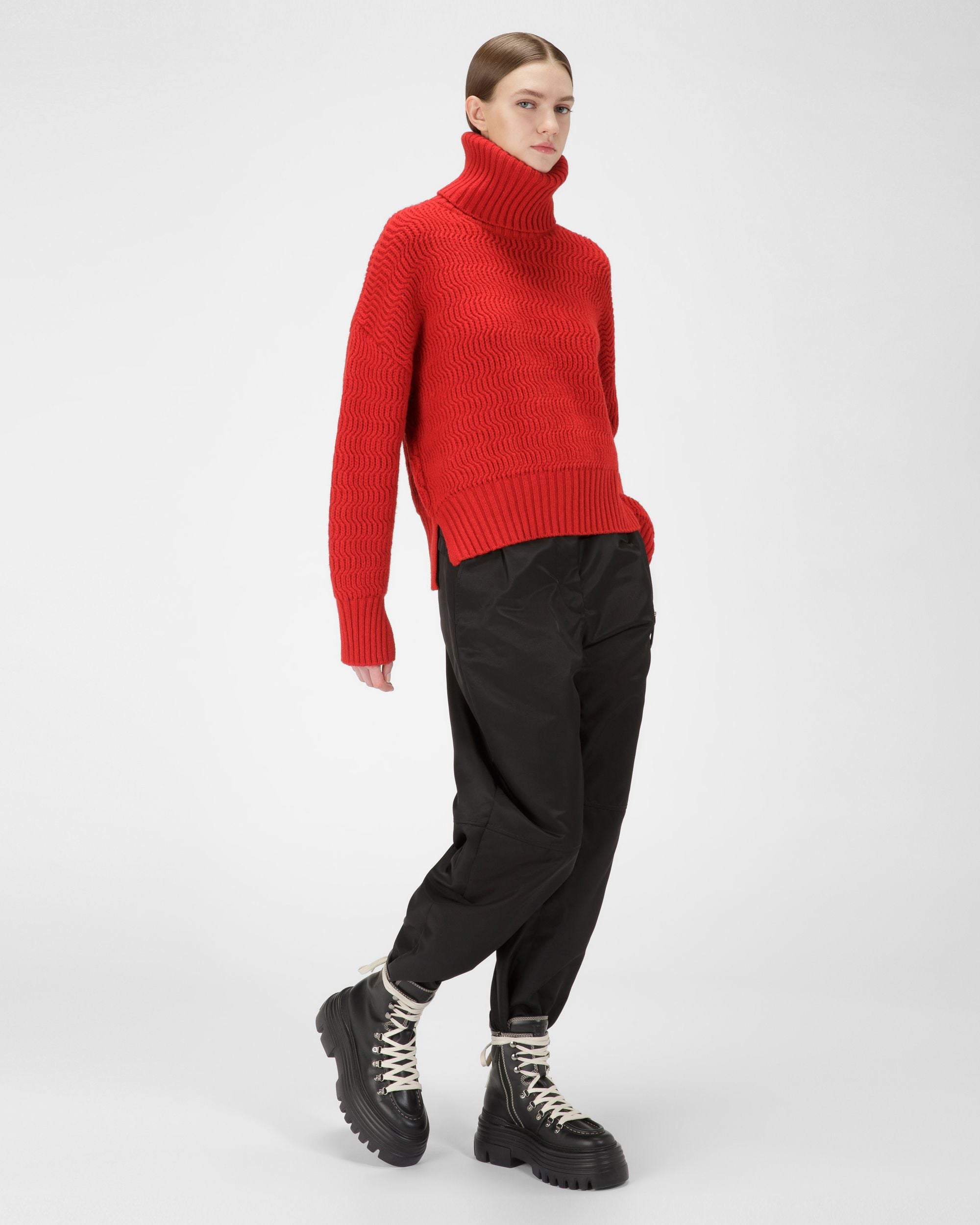 Collo Alto In Lana E Cachemire Colore Rosso - Donna - Bally - 05