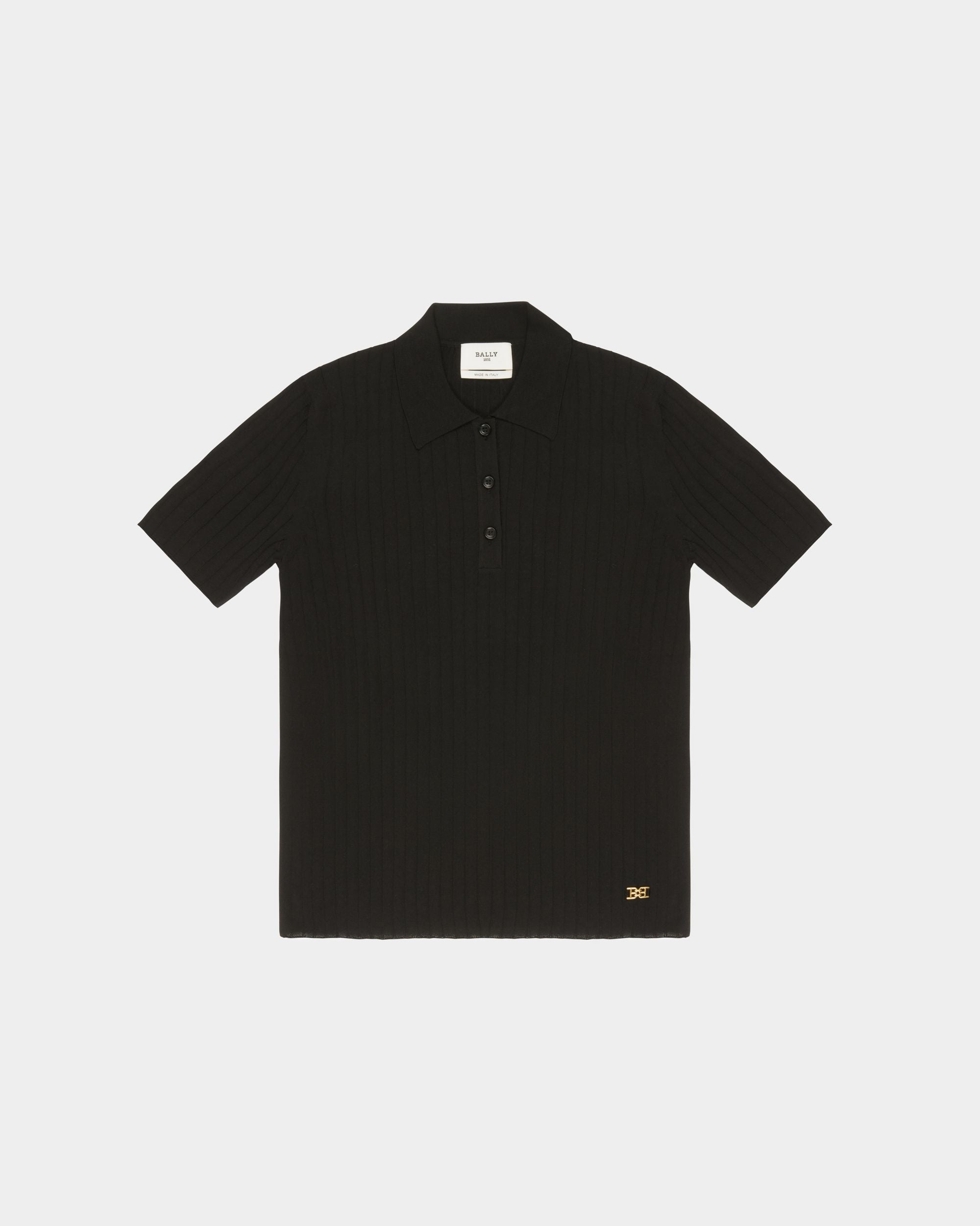 Polo In Cotone E Seta Nera - Donna - Bally - 01