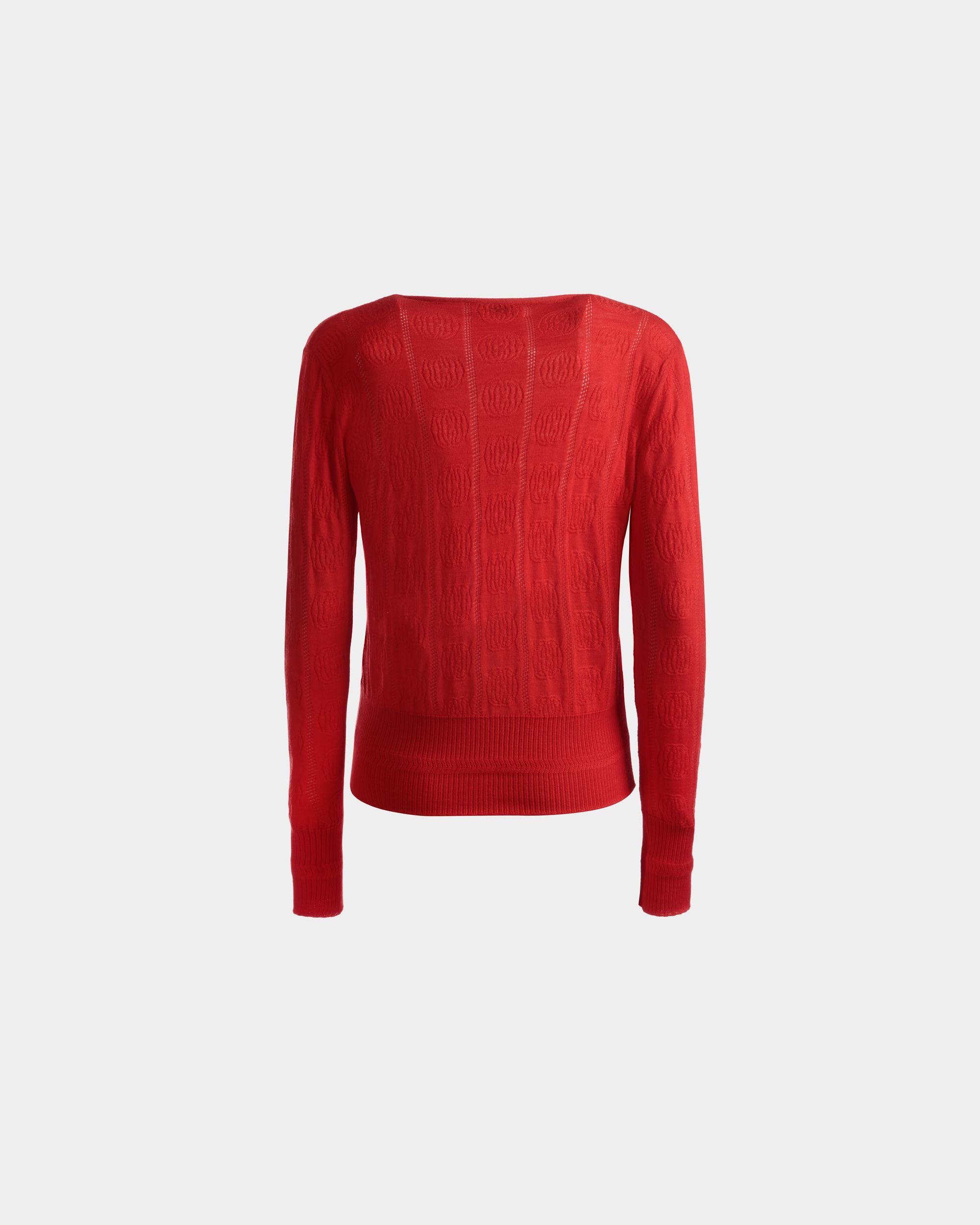 Cardigan Con Dettaglio Lavorato A Maglia In Lana Rubino Scuro - Donna - Bally - 07